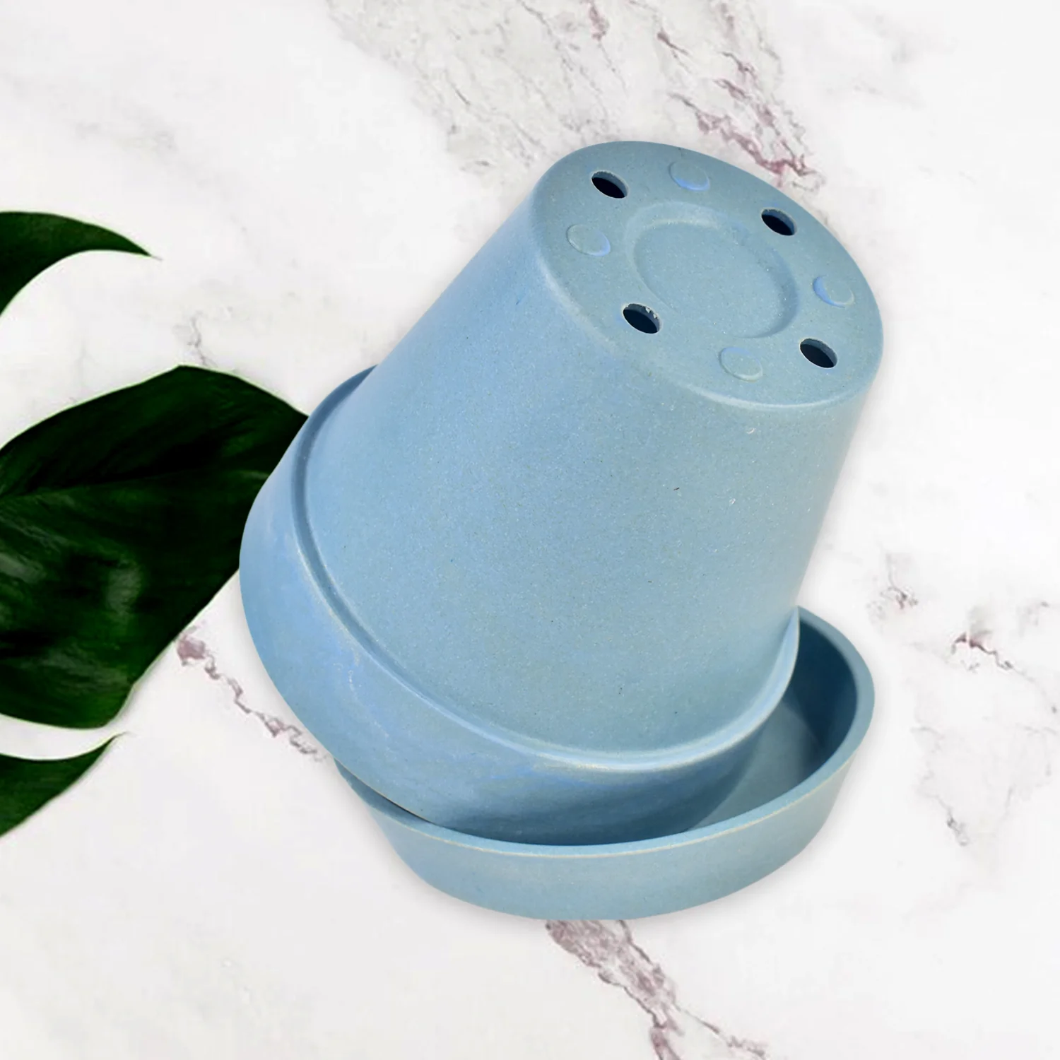 Heavy Plastic Flower pots With Tray (1 Pc) - Image 6