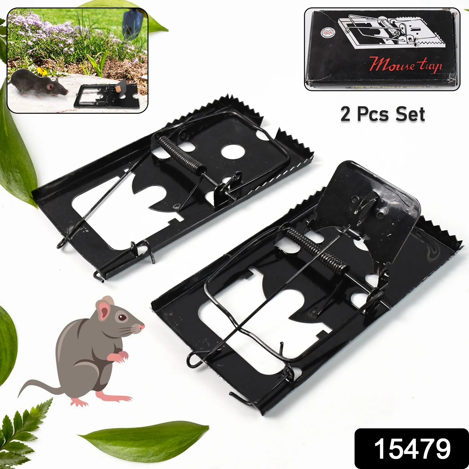 Mouse Trap Catcher Rodent Traps Mice Control Mice Snap Kill Trap (2 Pc) - Image 2