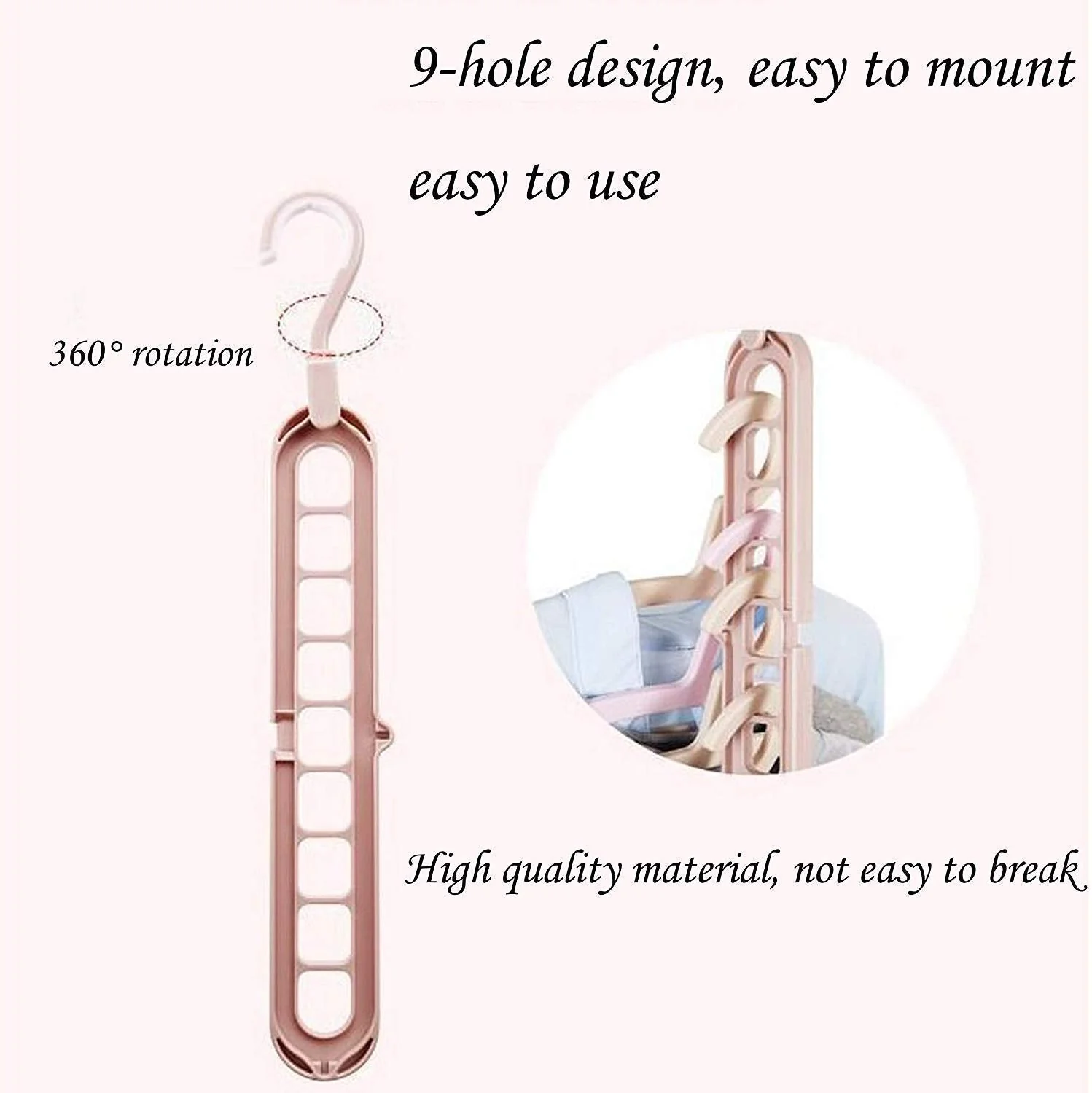 Anti-Skid Plastic 9-Holes Magic Wardrobe Folding Hangers - Image 3