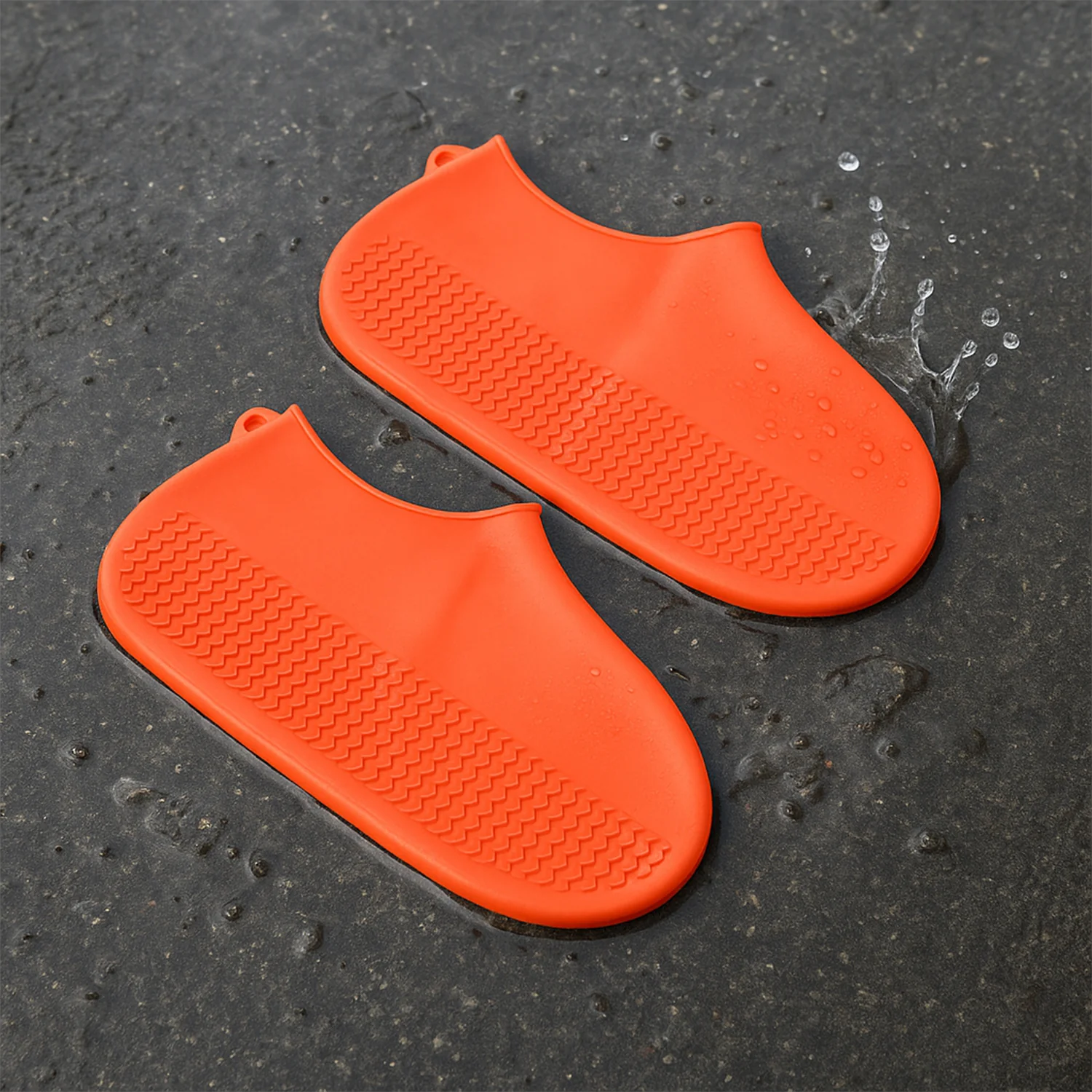 Orange Non-Slip Silicone Rain Reusable Anti skid Waterproof Fordable (1 Pair) - Image 3