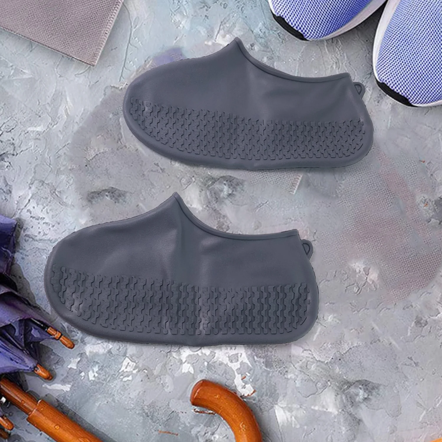 Grey Non-Slip Silicone Rain Reusable Anti skid Waterproof Fordable Boot (1 Pair) - Image 6