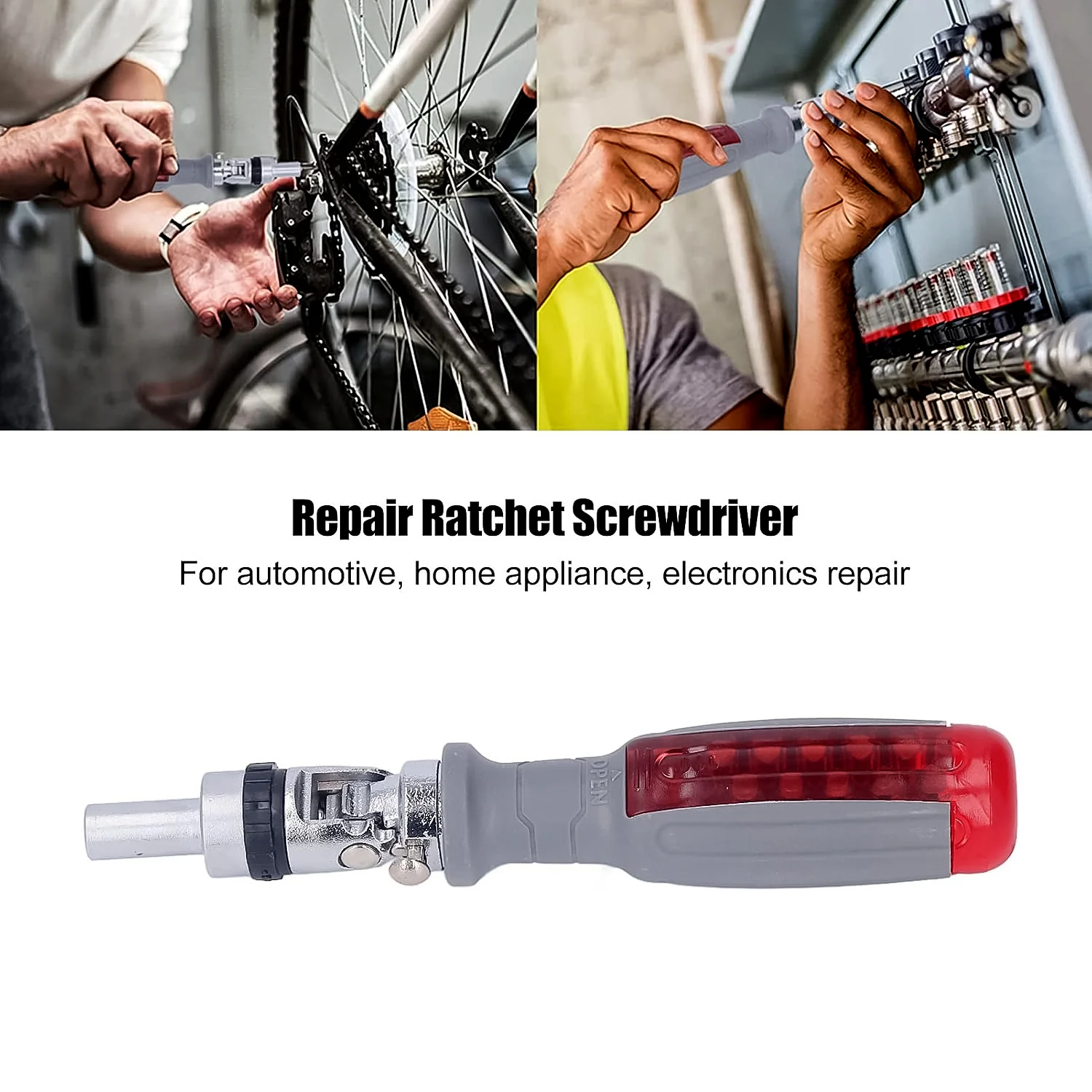 Multi Bits Ratchet Screwdriver Set, Adjustable Angle Two-Way Ratcheting (1 Set) - Image 4