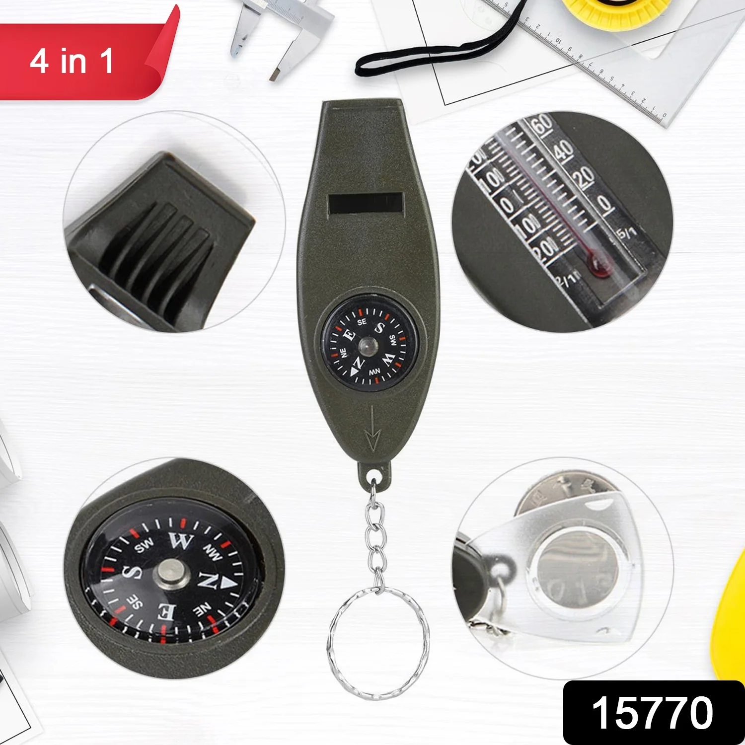 4 in 1 Multifunctional Emergency Survival Whistle (1 Pc) - Image 2