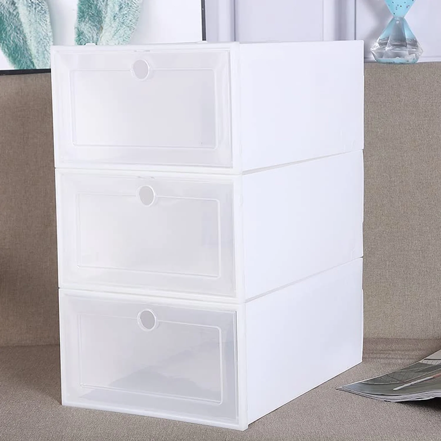 3 Layer Transparent Shoes Storage Box Plastic Stackable Shoe (1 Set / 3 Layer) - Image 6