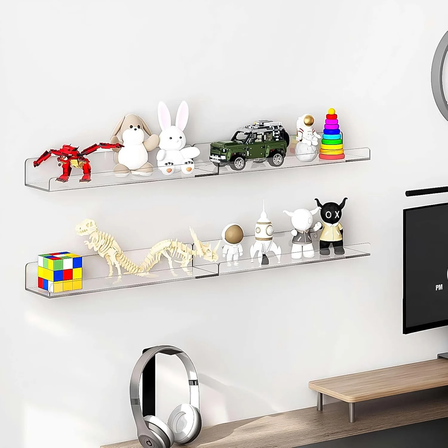 Acrylic Shelves, Clear Shelves Wall Mounted (38×11 Cm / 1 pc / With 2 Screw) - Image 4
