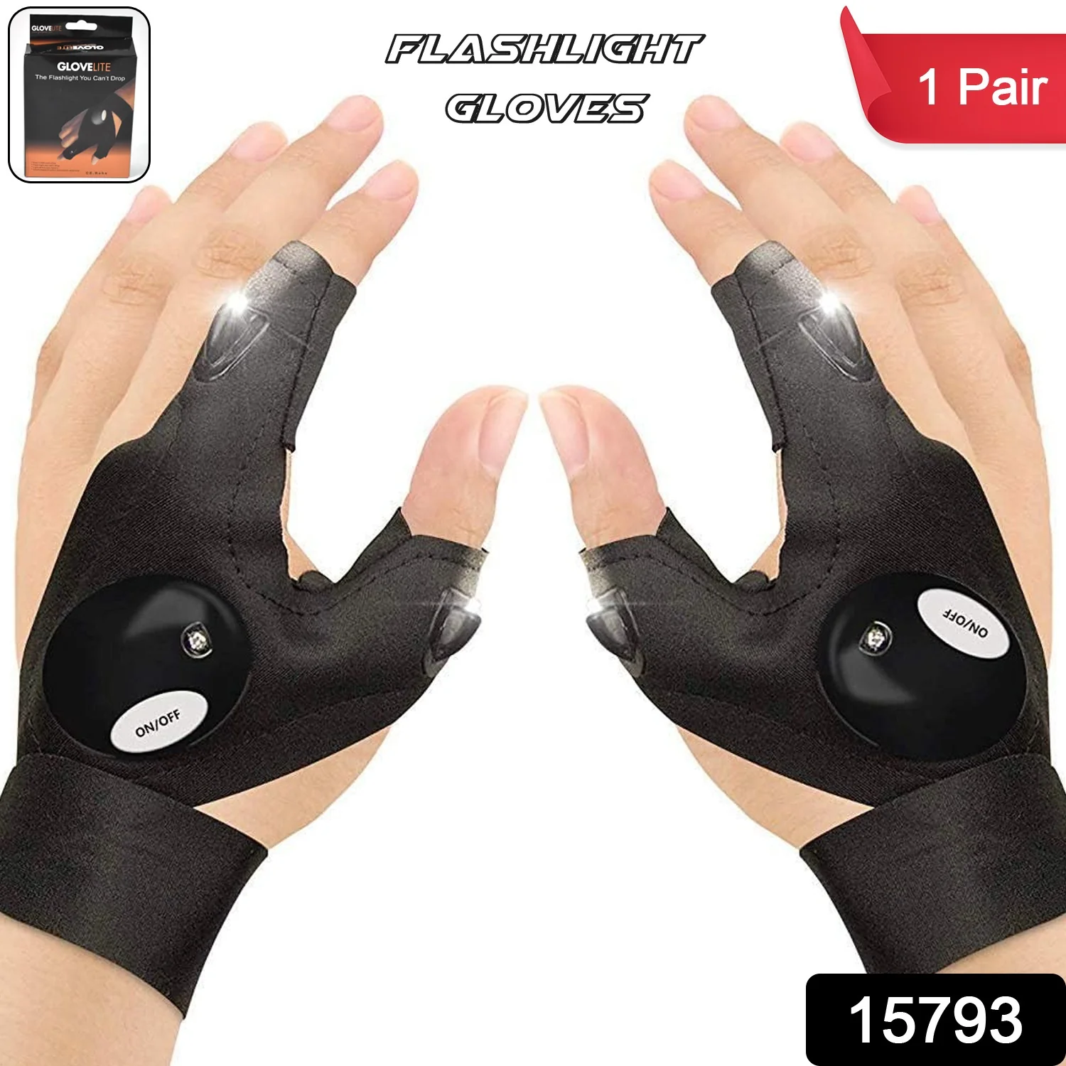 LED Flashlight Gloves Gifts for Men (Hand Gloves Light / 1 Pair) - Image 2