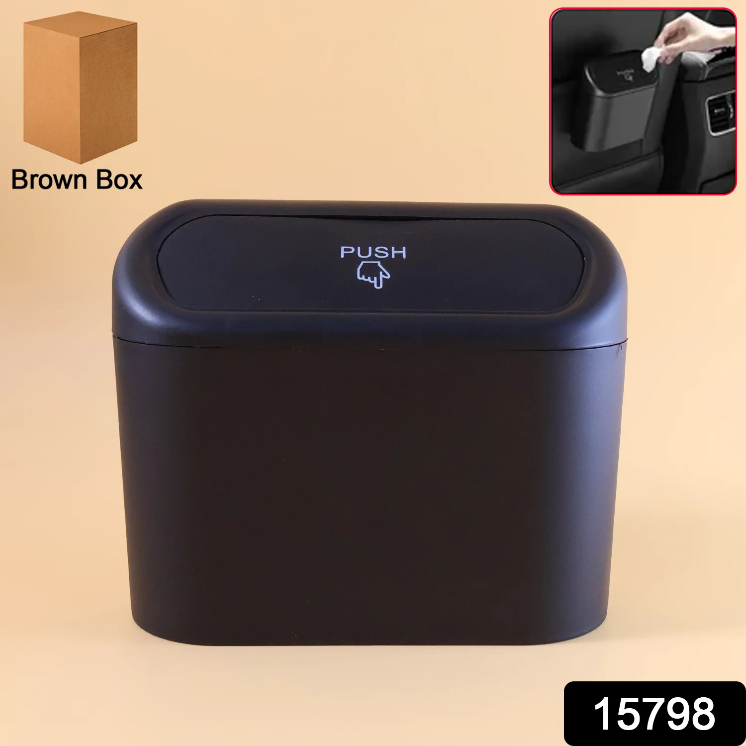Mini Car Trash Can with Lid, Waterproof Car Trash Bin Storage Box (1 Pc) - Image 2