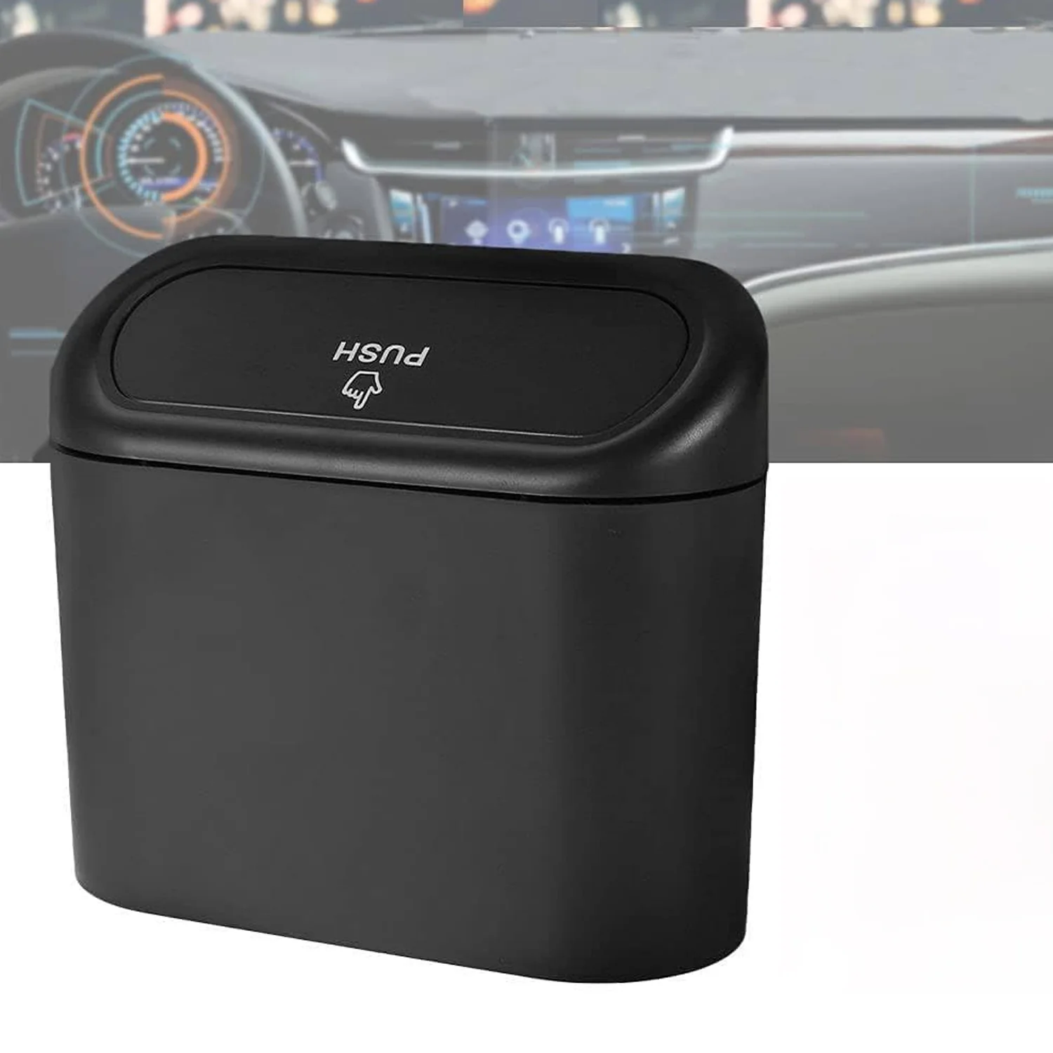 Mini Car Trash Can with Lid, Waterproof Car Trash Bin Storage Box (1 Pc) - Image 3