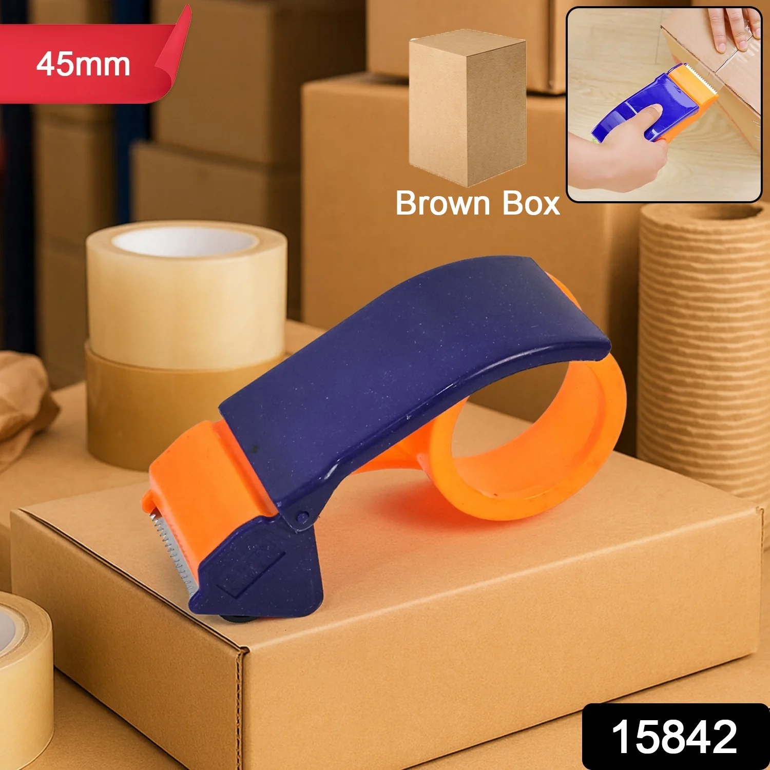 45mm Hand Tape Dispenser Packing Packaging Boxes Roll Roller Cutter - Image 2