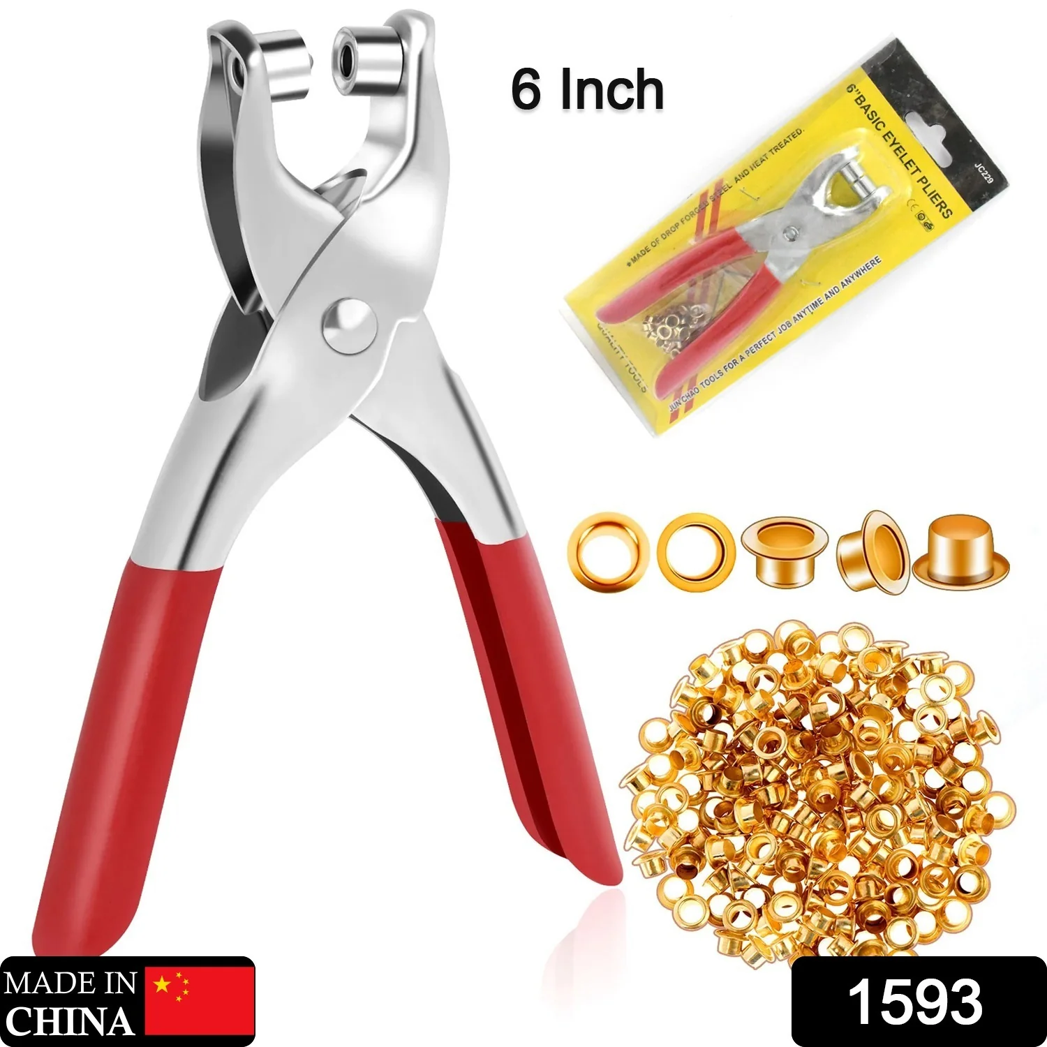 Grommet Setting Tool with 25 PCS Gold Eyelets Grommets Steel Hole Punch - Image 2