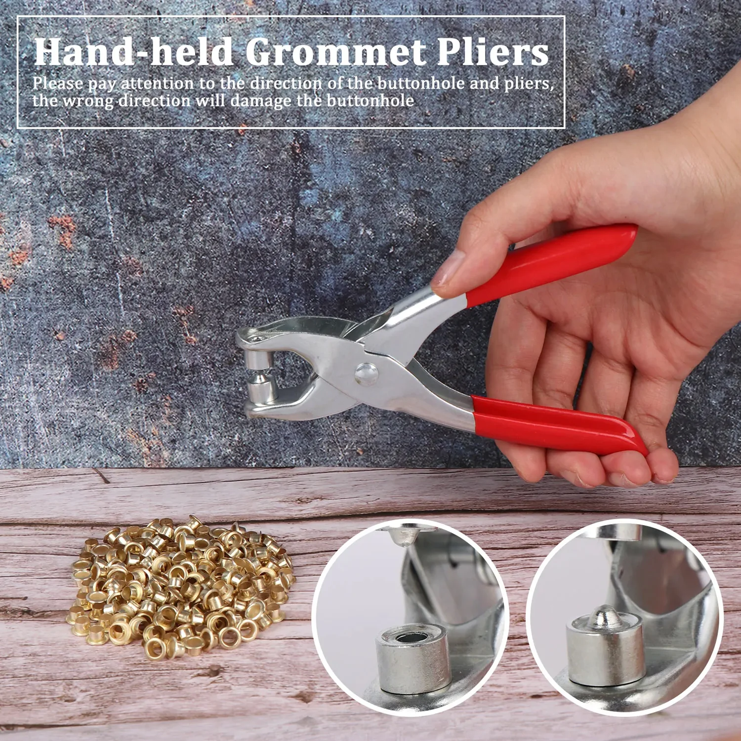 Grommet Setting Tool with 25 PCS Gold Eyelets Grommets Steel Hole Punch - Image 7