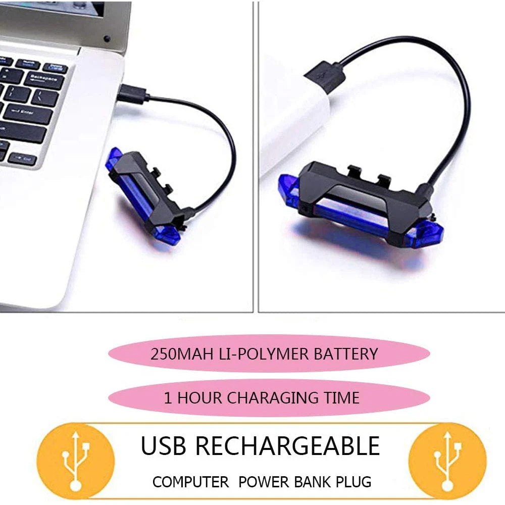 Rechargeable Bicycle Front Waterproof LED Light (Blue) - Image 6