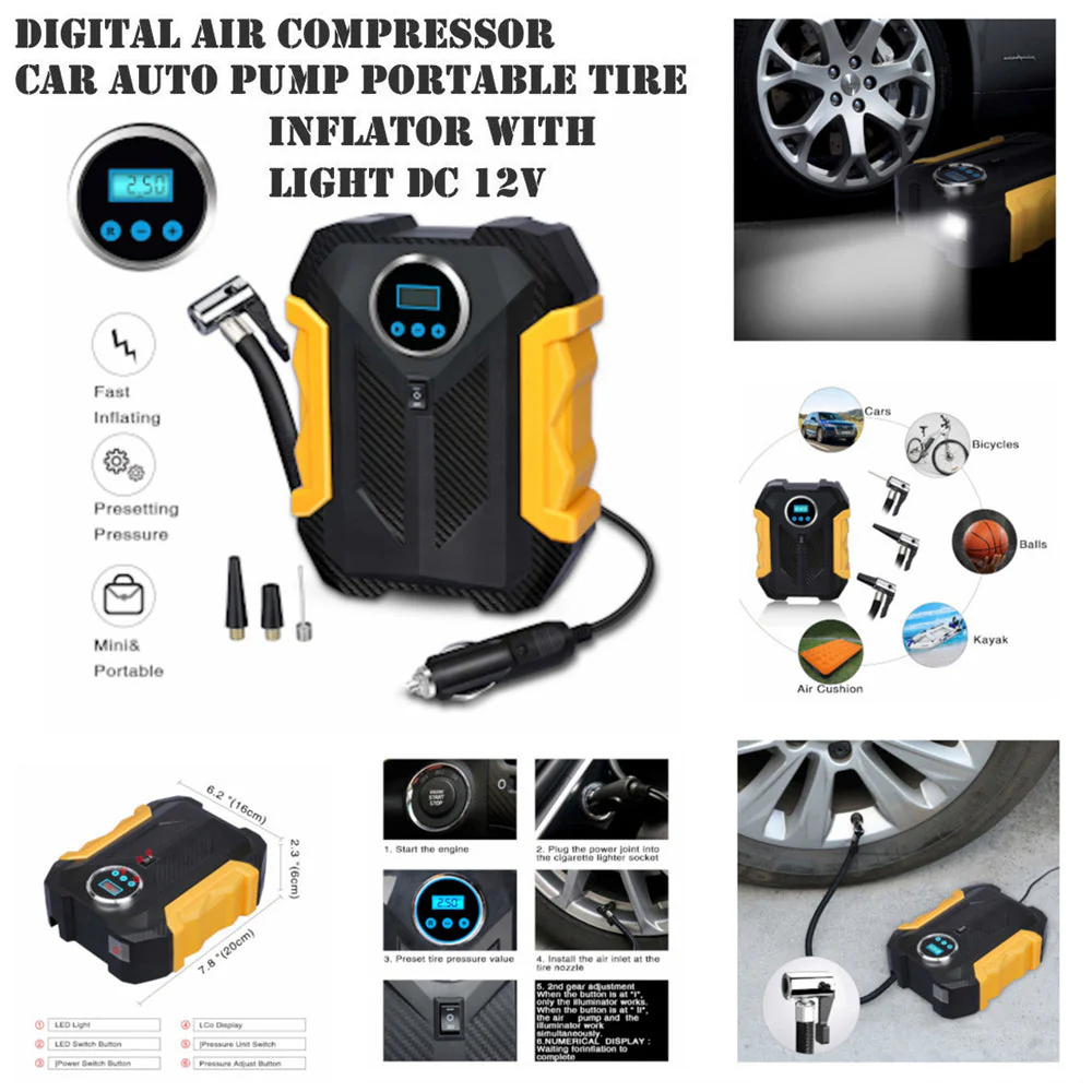 Portable Electric Car Air Compressor Pump for Car and Bike Tyre - Image 7