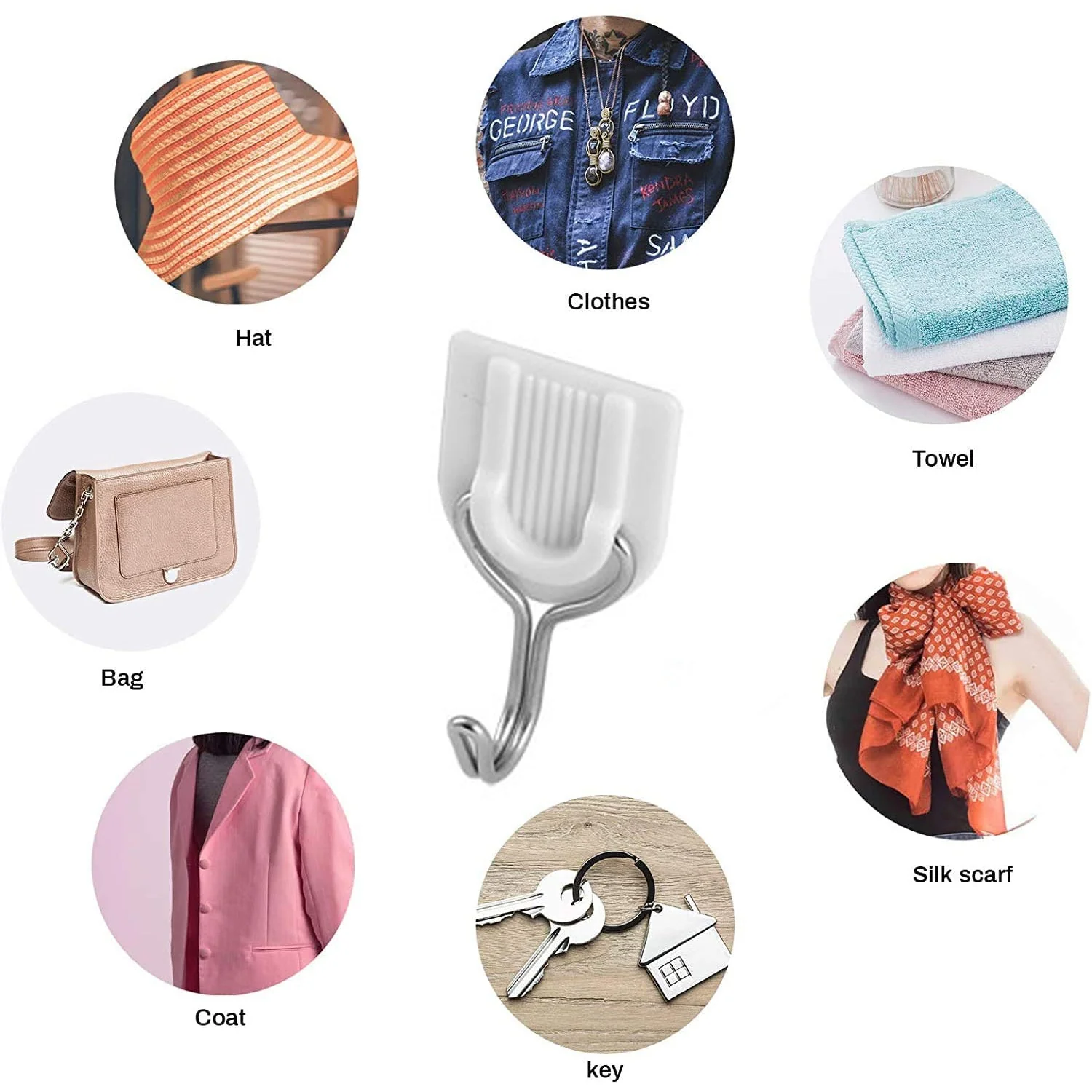 Adhesive Sticker ABS Plastic Hook Towel Hanger for Kitchen / Bathroom - Image 7