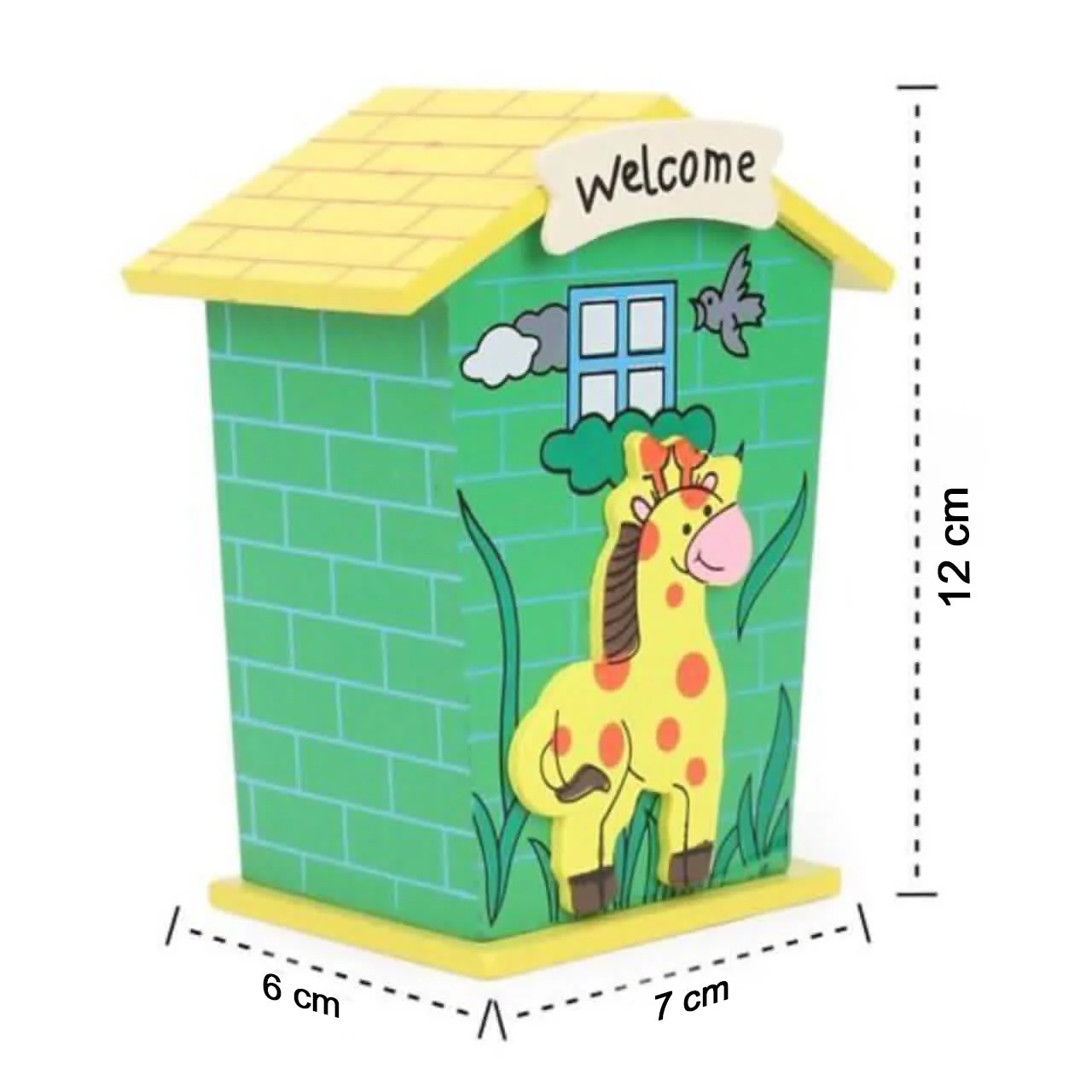 Cute Cartoon House Shaped Lovely Wooden Piggy Bank Money Bank - Image 9