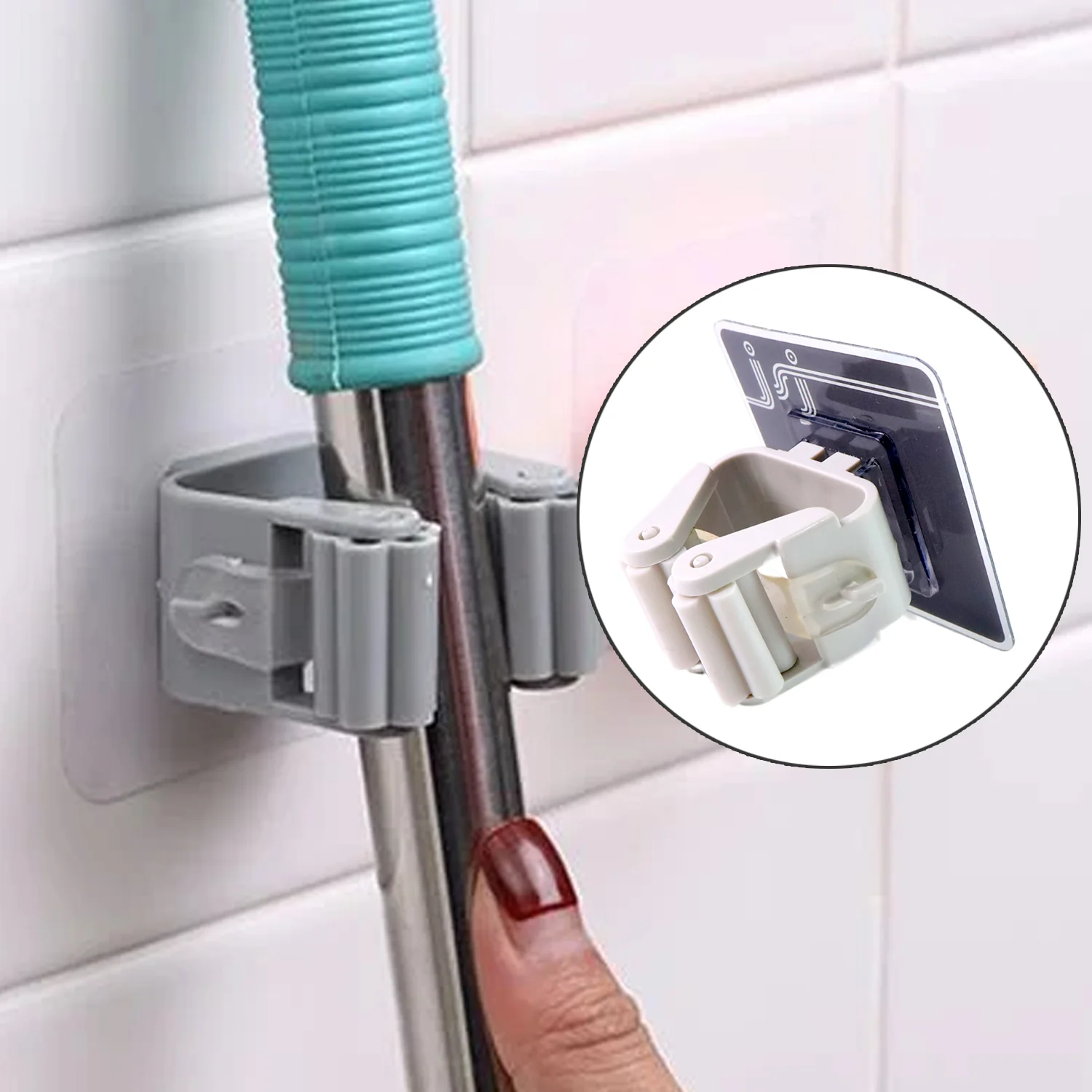 Wall Mounted Mop Broom Hanger Holder (1-Layer) - Image 3