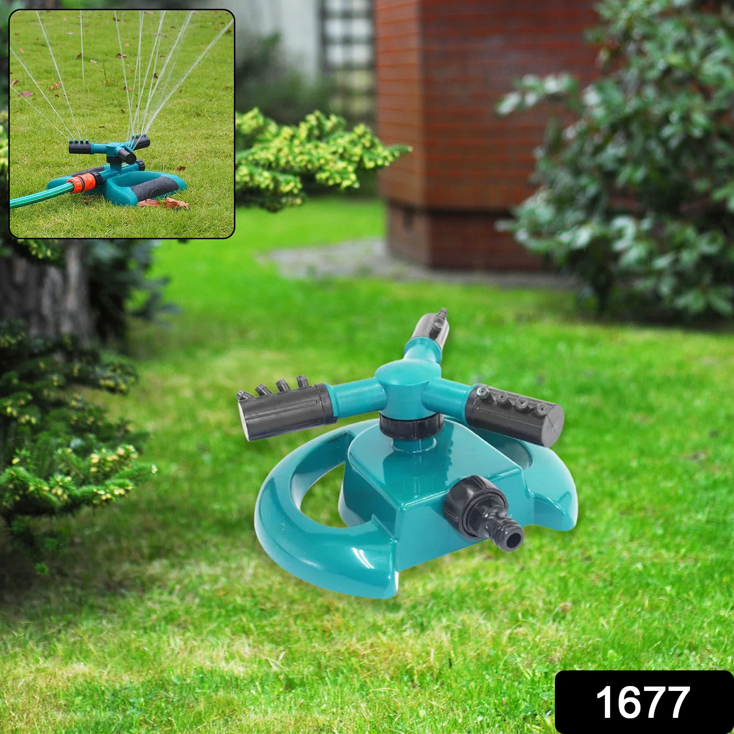 3 Arm 360° Sector Rotating Water Sprinkler Garden Pipe Hose Irrigation Yard - Image 2