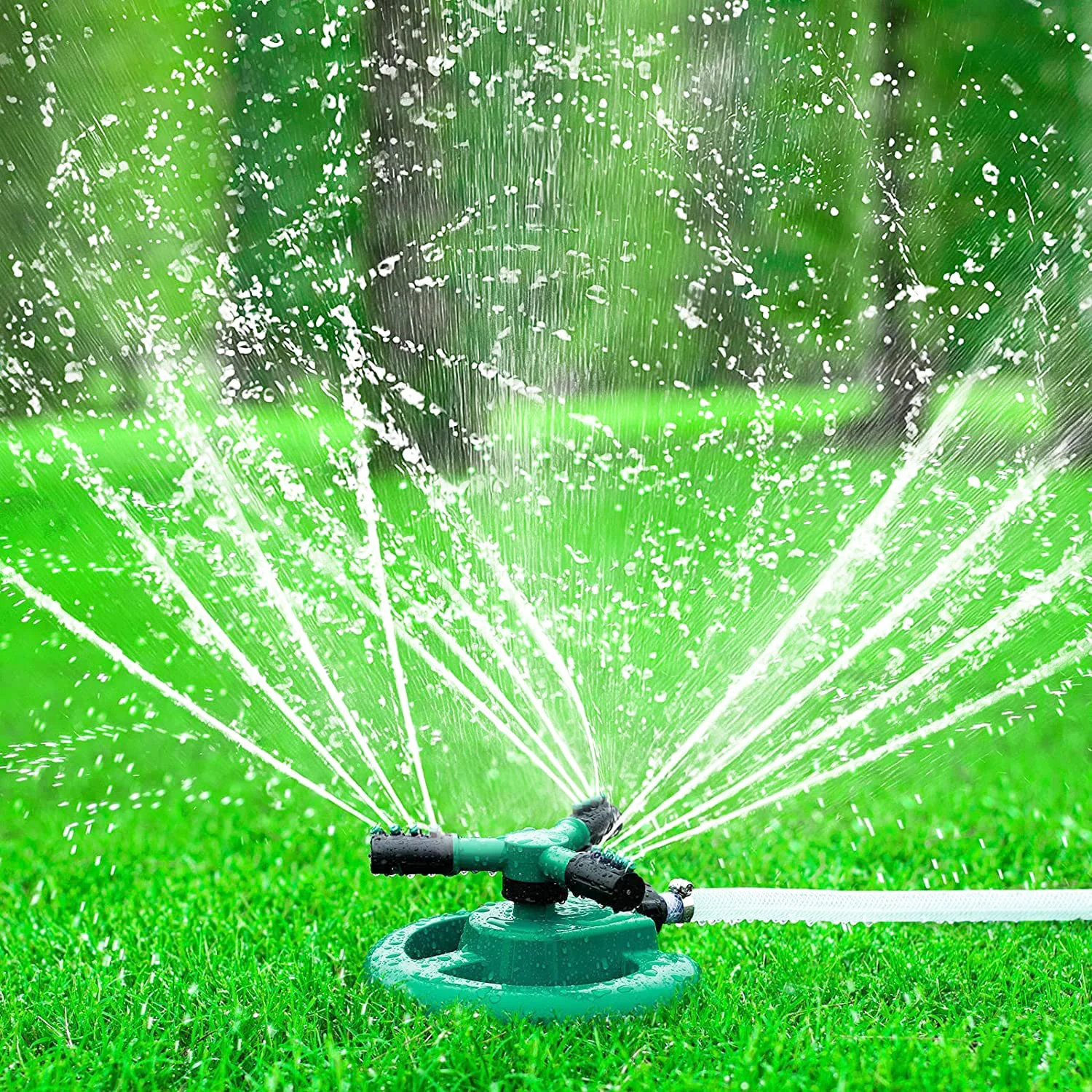 3 Arm 360° Sector Rotating Water Sprinkler Garden Pipe Hose Irrigation Yard - Image 6