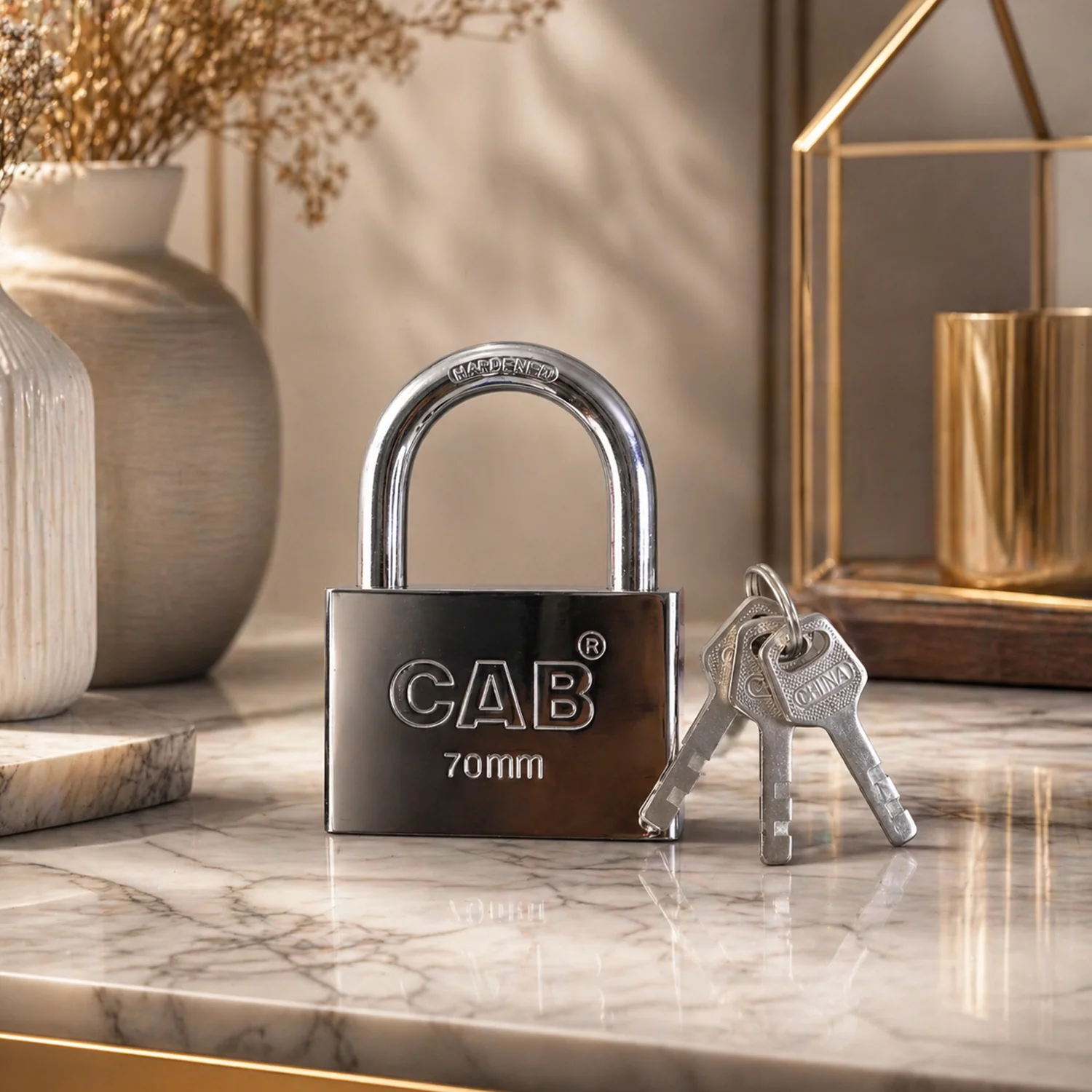 Heavy Steel Premium Square Padlock 70mm with 3 Keys  Hardened Shackle for Doors - Image 3