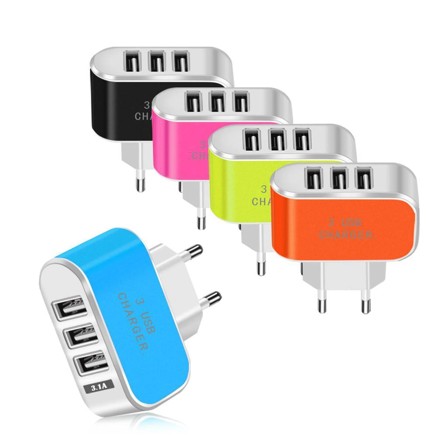 Triple USB 3 Port Wall AC Adapter Charger for Mobile Phone (1Pc Only) - Image 4