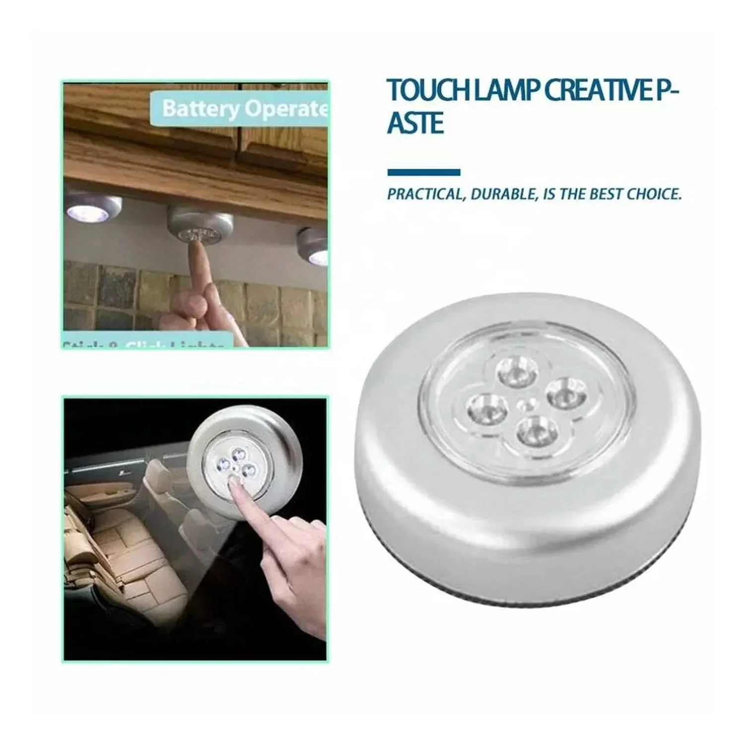 4 LED Battery-Powered Wireless Night Light Stick Tap Touch Lamp - Image 6