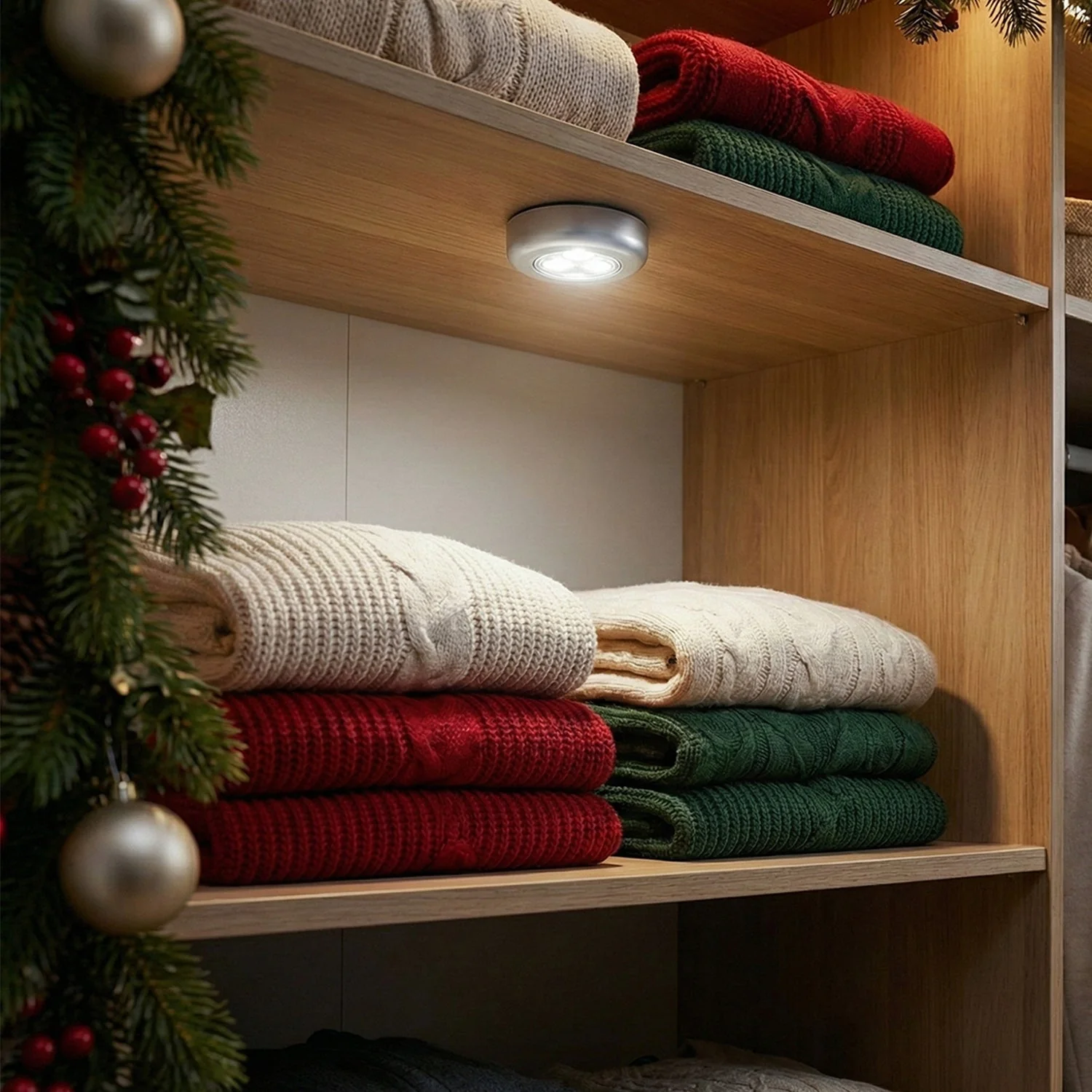 Christmas 3 Led Cordless Stick Tap Wardrobe Touch Light Lamp - Image 3