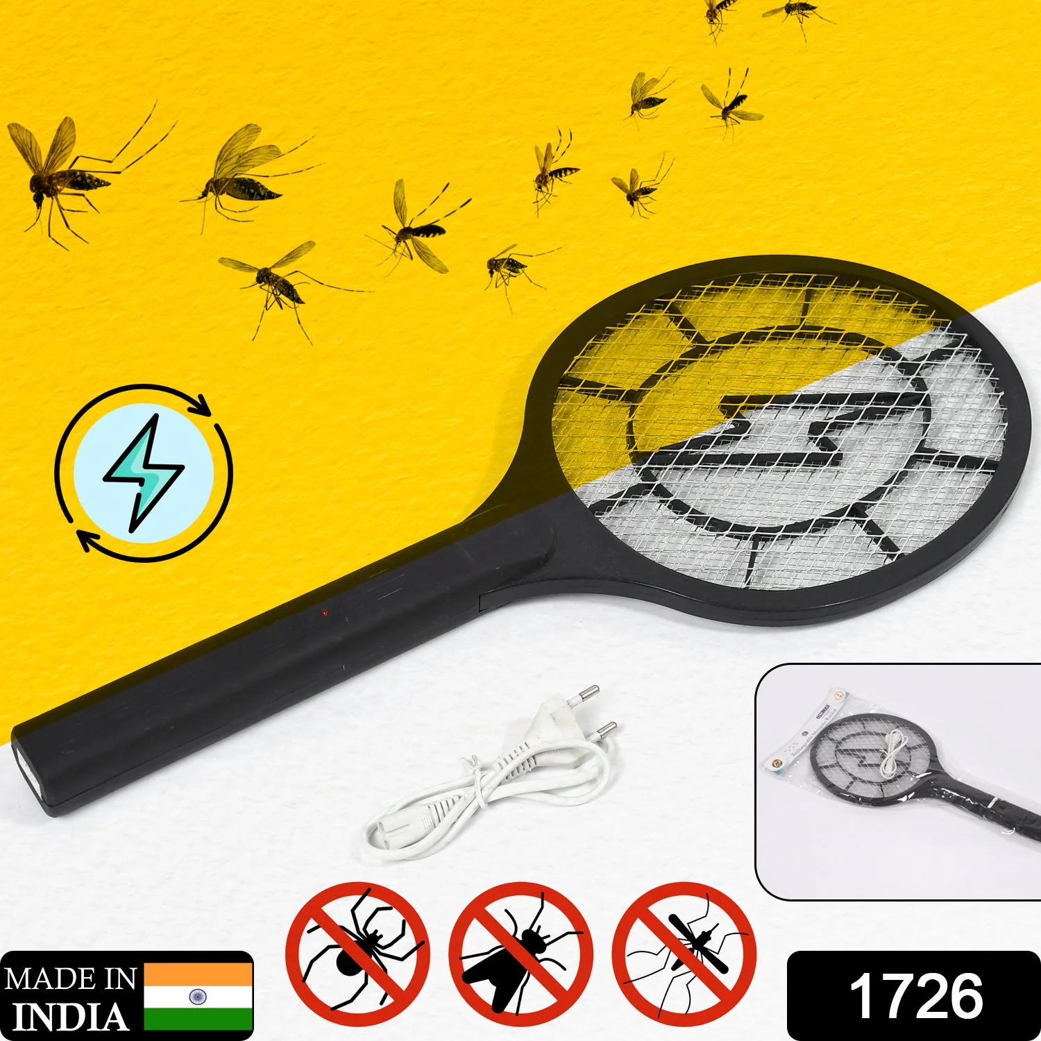 Rechargeable Electric Mosquito Killer Racket with Cable - Image 10