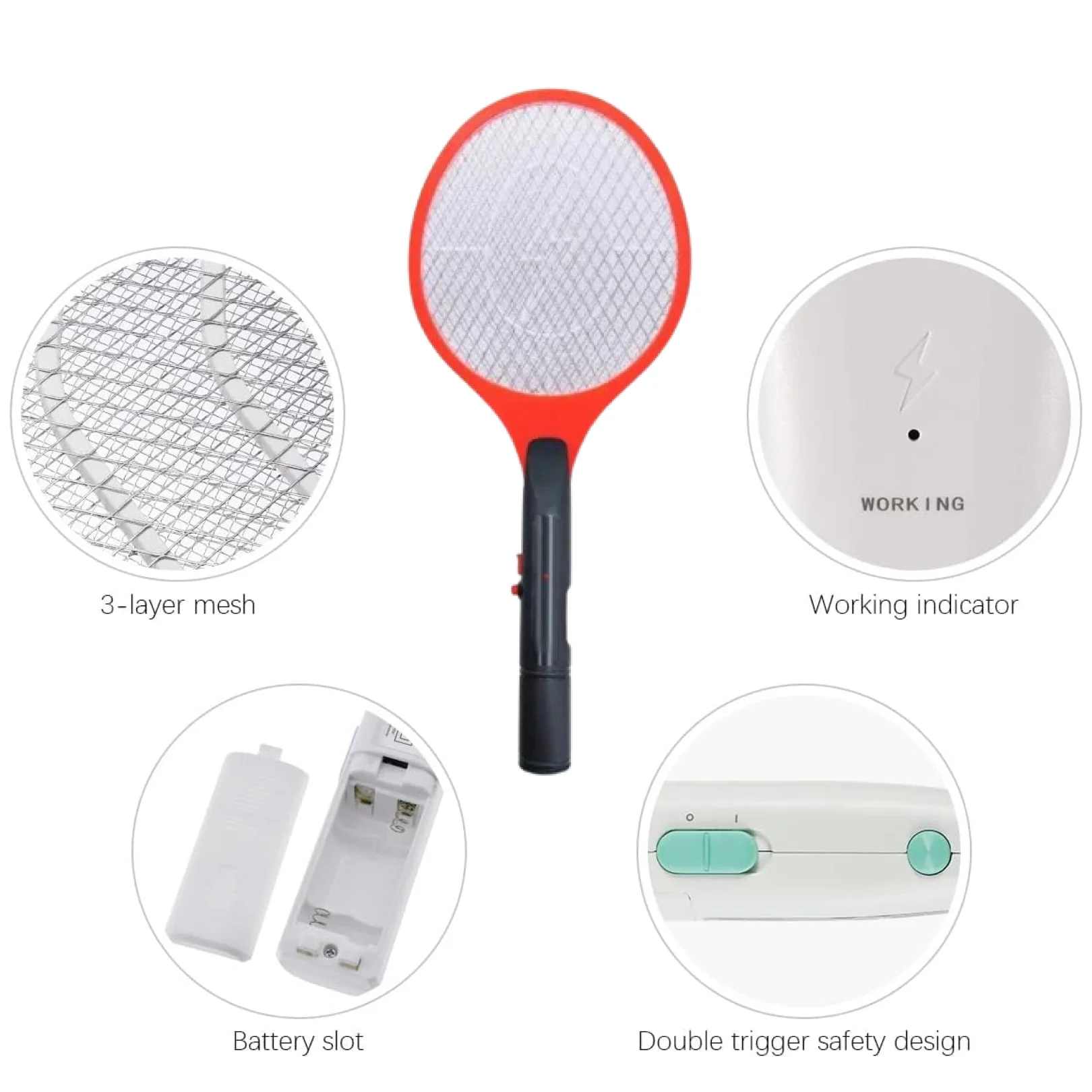Rechargeable Electric Mosquito Killer Racket with Cable - Image 2