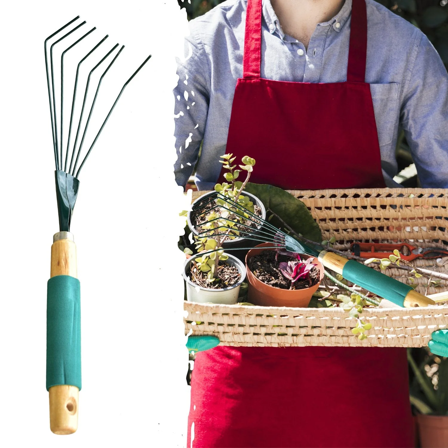 Stainless Steel Tooth Garden Leaf Rake - Image 4