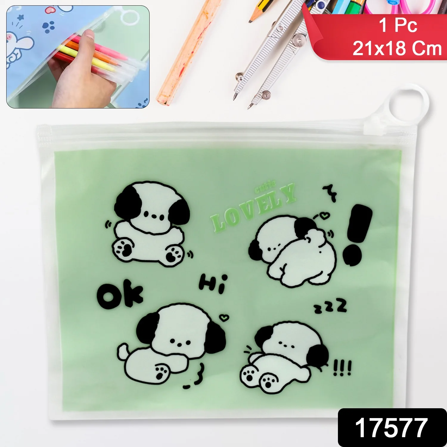 Reusable Multipurpose Pouch Pen Stationary Case Travel,   (1 Pc/ Mix Design) - Image 2