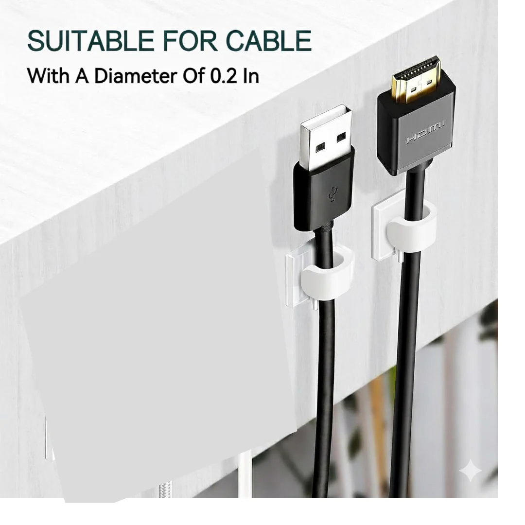 Self-Adhesive Cable Clips – Round Plastic Wire Holder for Cord Management (Pack of 20) - Image 3