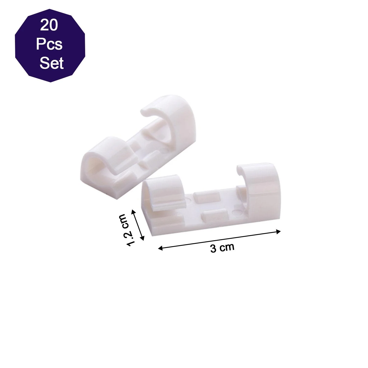 Self-Adhesive Cable Clips – Round Plastic Wire Holder for Cord Management (Pack of 20) - Image 9