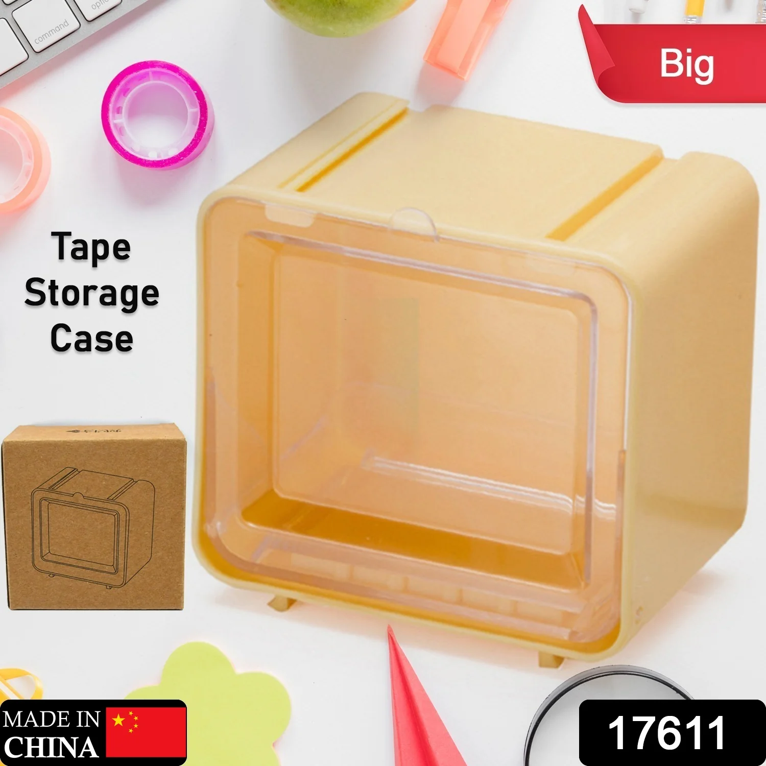 Durable Transparent Tape Storage Box – Plastic Office Organizer - Image 2