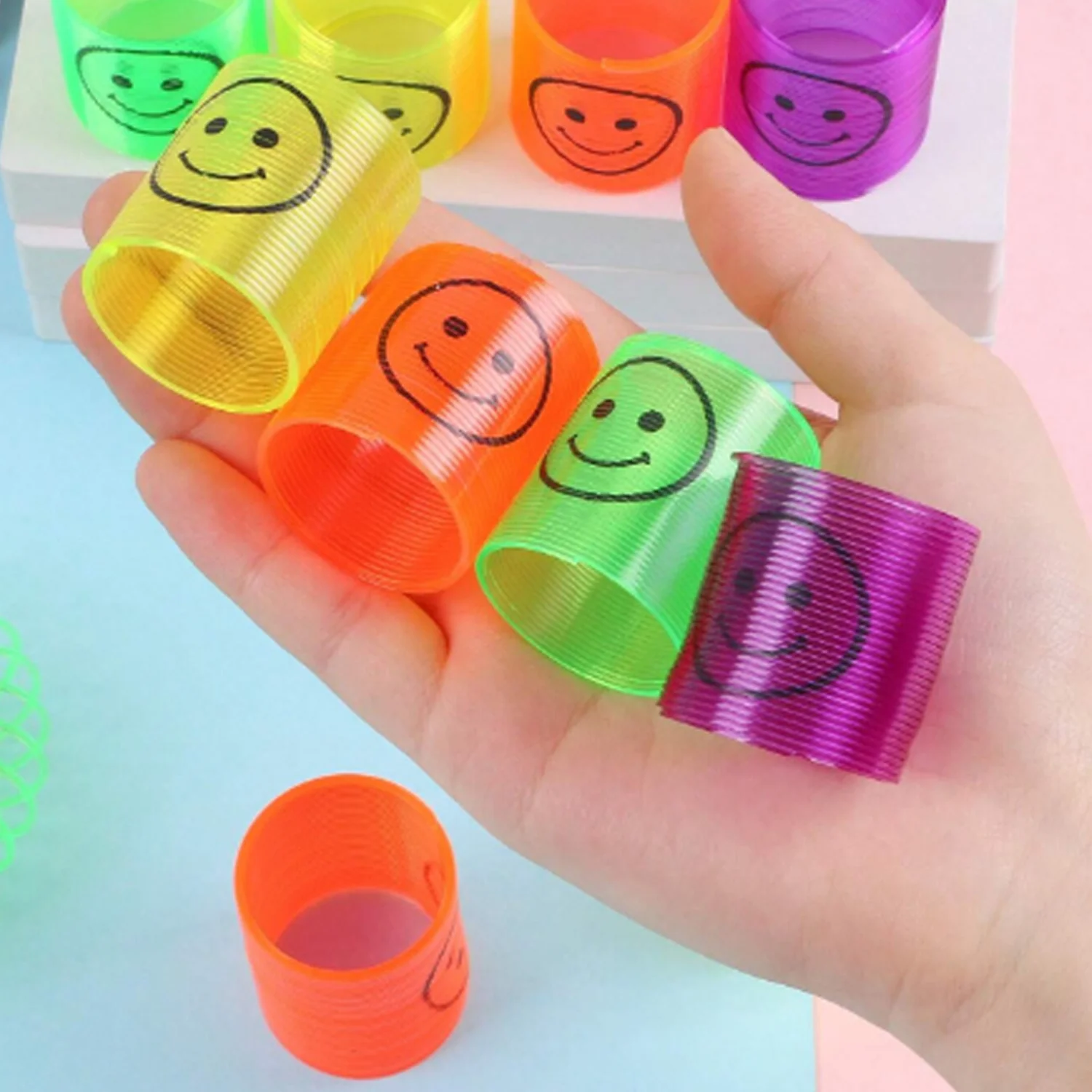 Multicolor Magic Smiley Spring, Spring Toys, Slinky spring toy(12 Pcs Set) - Image 3