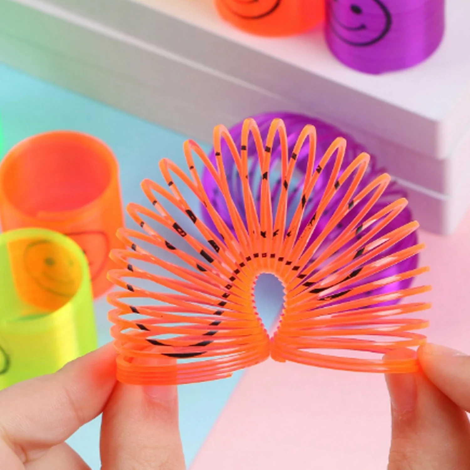 Multicolor Magic Smiley Spring, Spring Toys, Slinky spring toy(12 Pcs Set) - Image 7