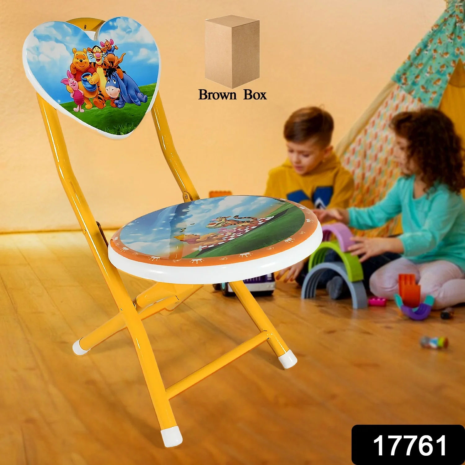 Heart Shape Cartoon Printed Foldable Kids Chair for Playrooms & Camping (1 Pc) - Image 2