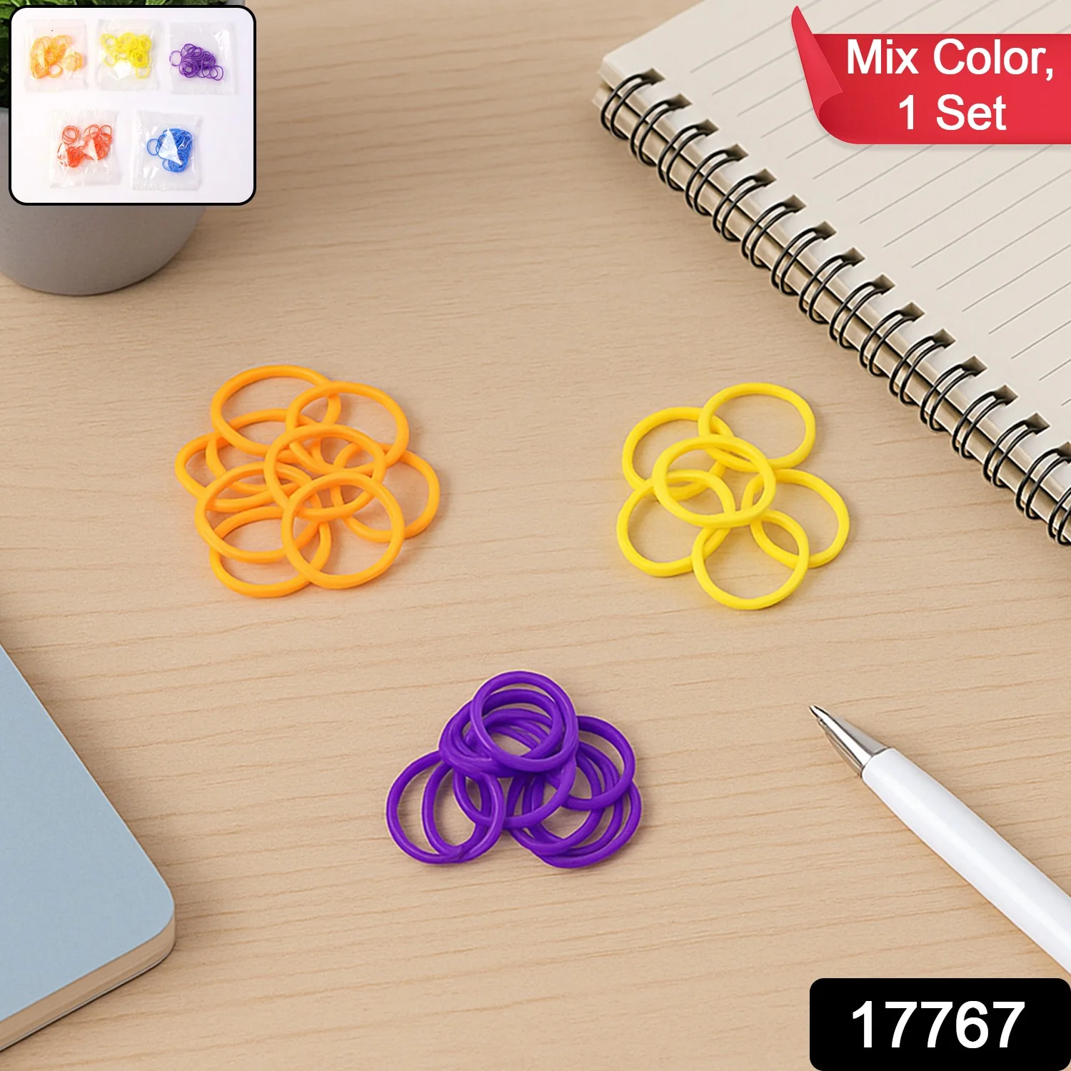 Premium Strong Elastic Rubber Bands – Multipurpose Mix Color Bands (1 Pkt) - Image 2