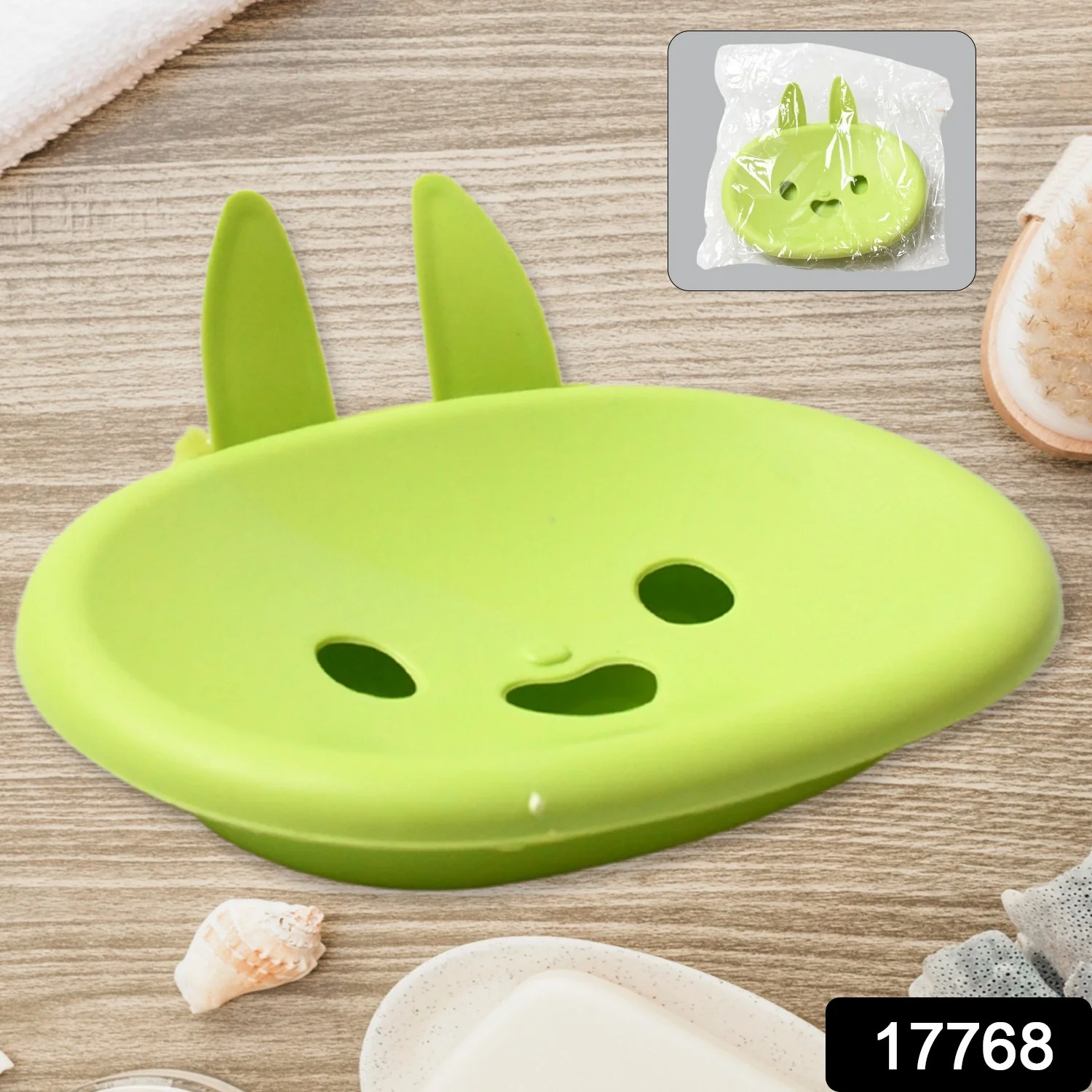 Soap Box  Cute Rabbit Shape Double Bowl Plastic Rack Storage - Image 2