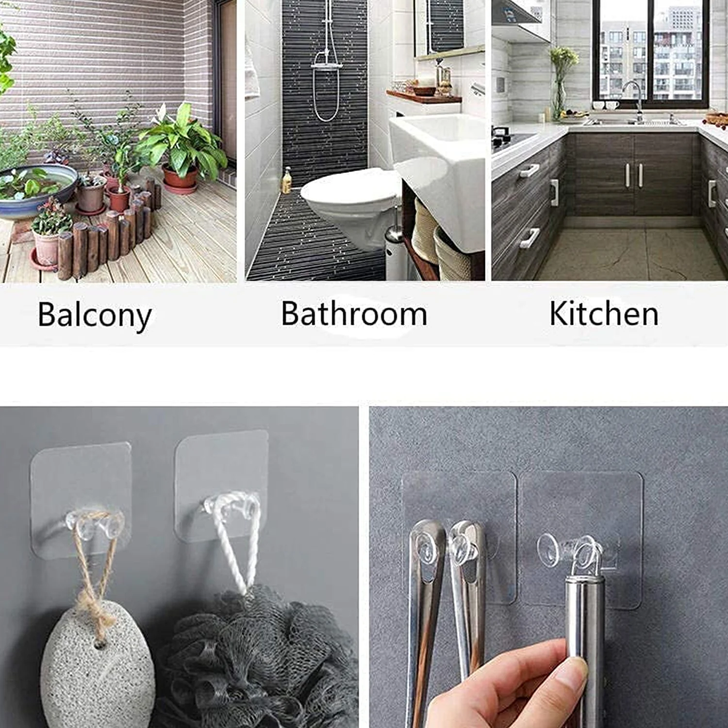 Transparent Self-Adhesive Wall Hook Waterproof & Oil-Proof Strong Holder (1 Pc) - Image 5
