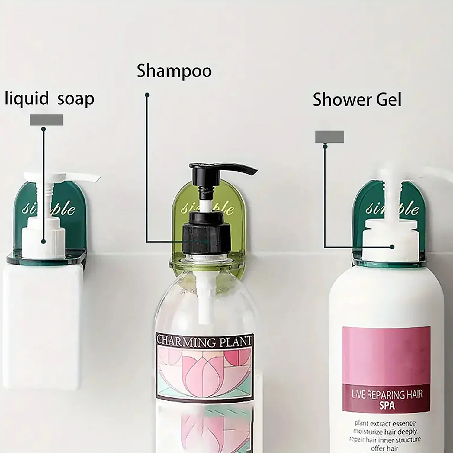 Wall Mounted Shower Gel Bottle Holder L‑Shape Rust Resistant Seamless Hook - Image 6