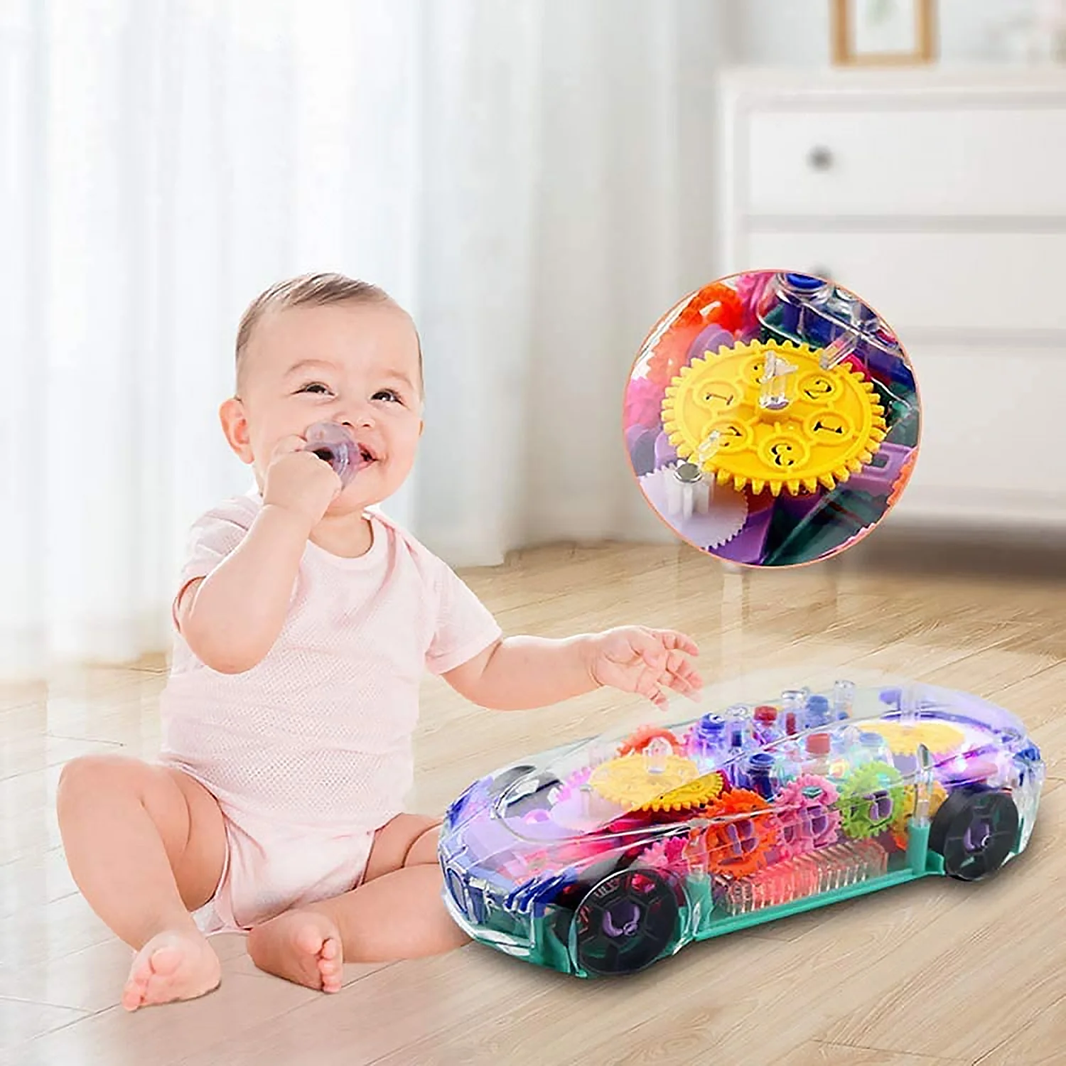 Rotating Transparent Gear Concept Car with Musical and 3D Flashing Lights Toy - Image 7