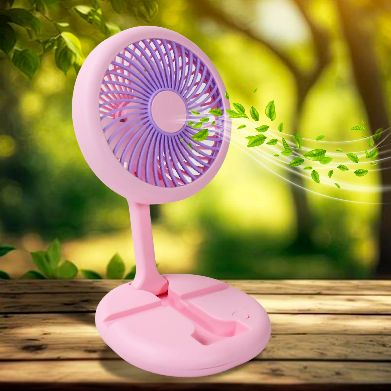 USB Rechargeable Portable Fan with LED Light – Heavy-Duty Foldable Fan - Image 3