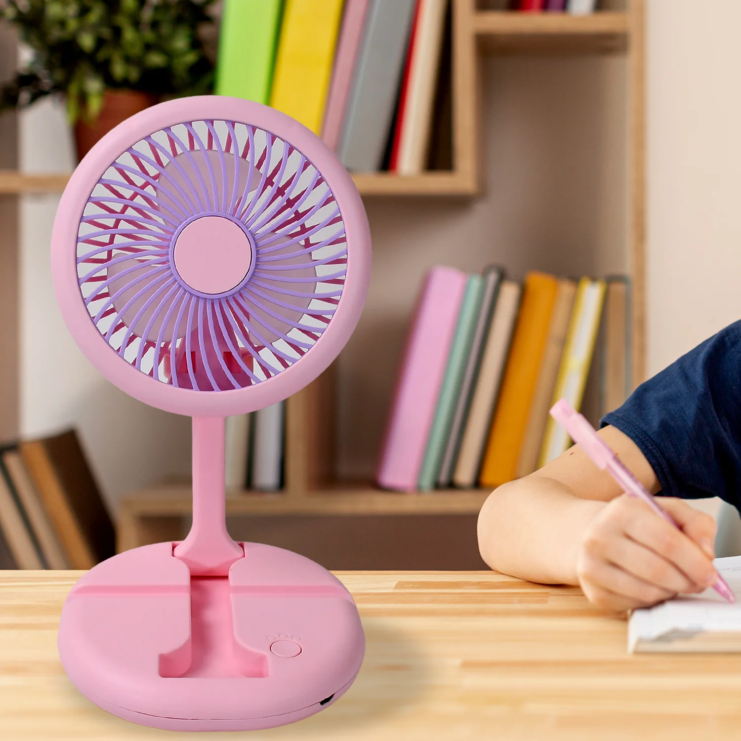 USB Rechargeable Portable Fan with LED Light – Heavy-Duty Foldable Fan - Image 7