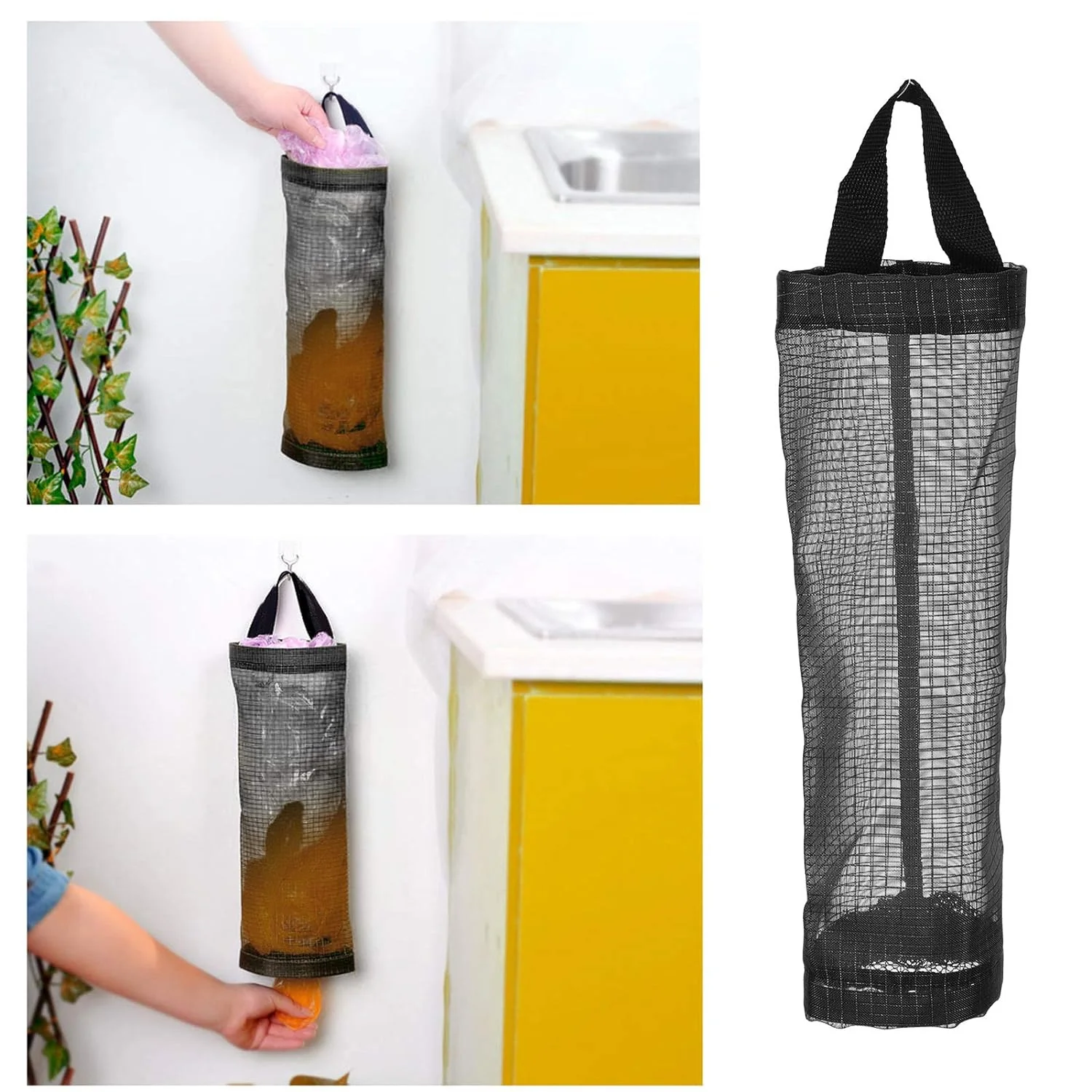 Hanging Waste Garbage Bag Holder Storage Bag with Wide Handle for Kitchen (1 Pc) - Image 3