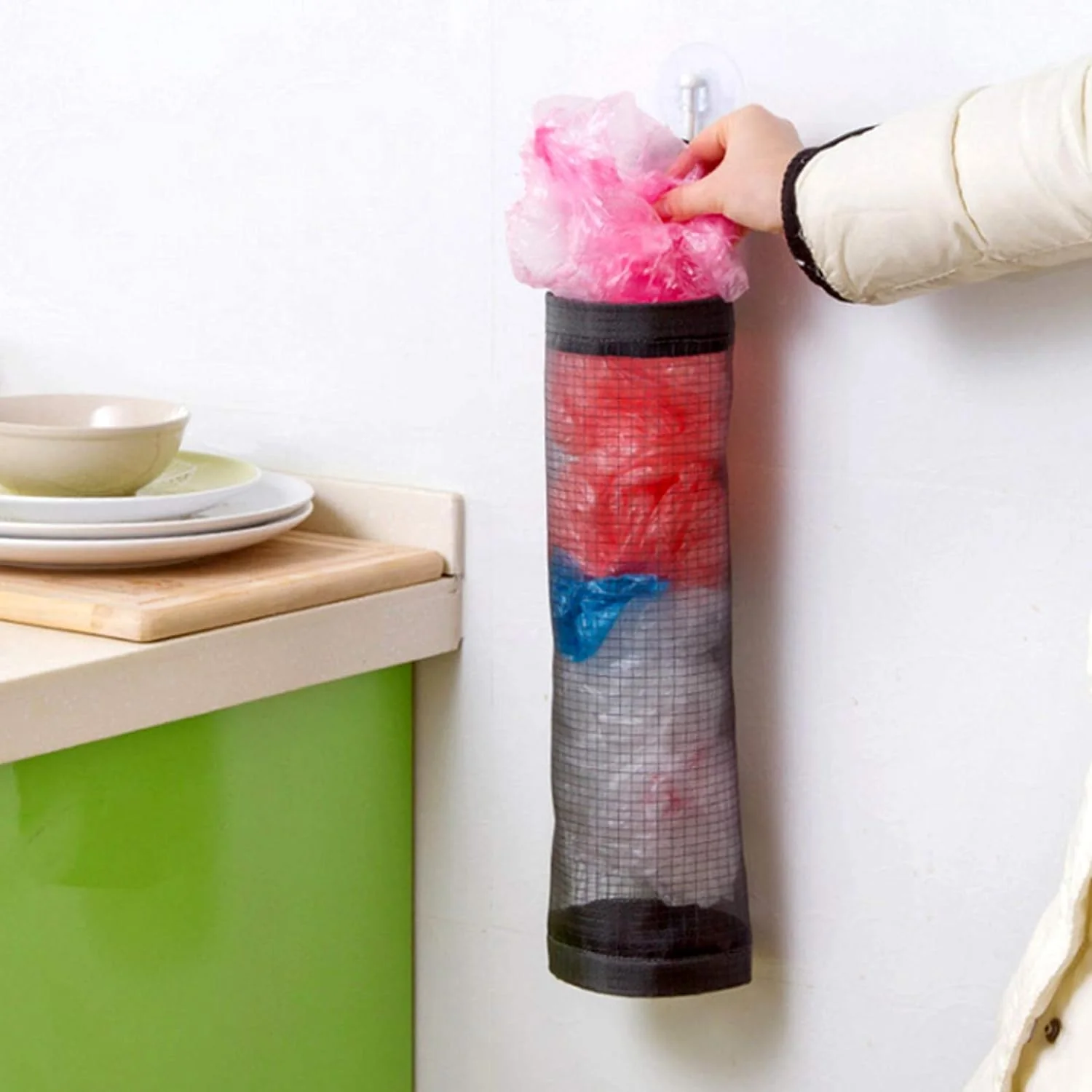 Hanging Waste Garbage Bag Holder Storage Bag with Wide Handle for Kitchen (1 Pc) - Image 5