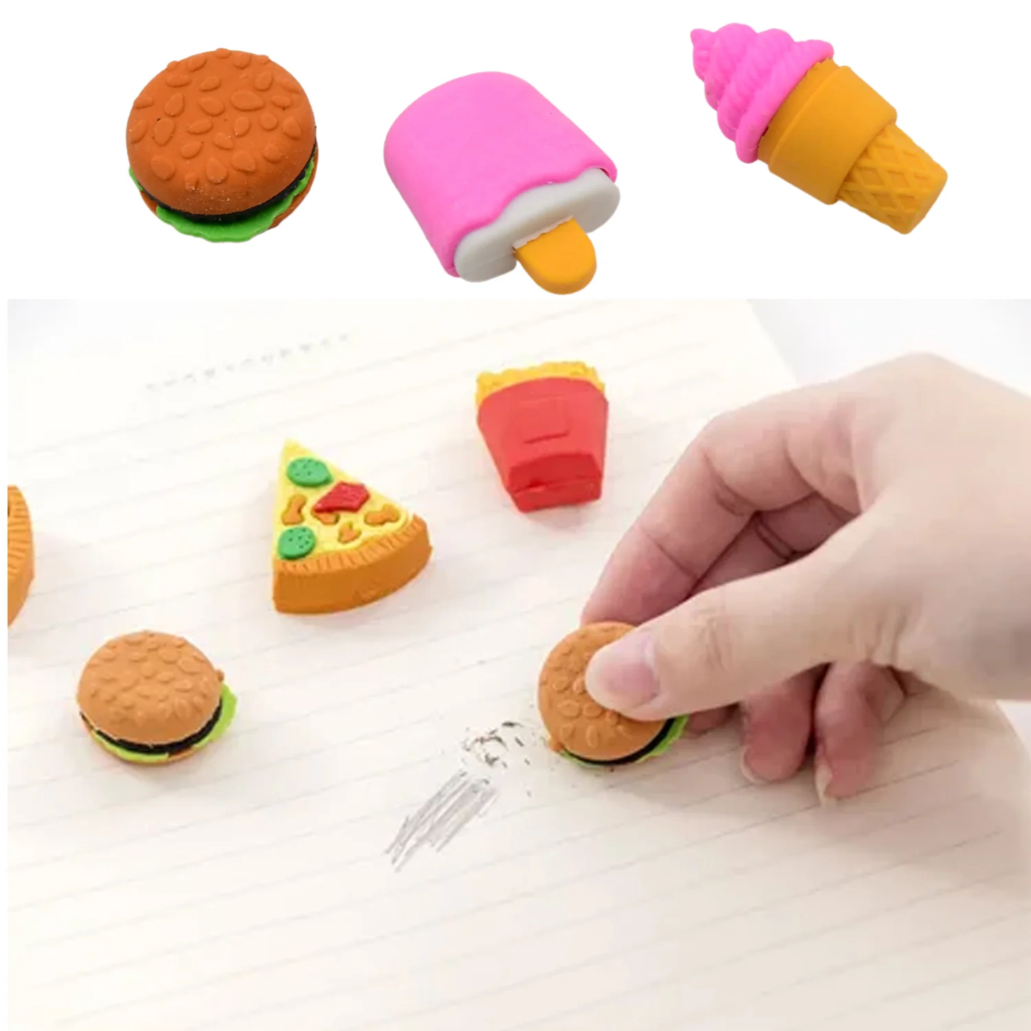 Mix Design Fancy & Stylish Colorful Erasers (1 Set / 3 Pc Set) - Image 4