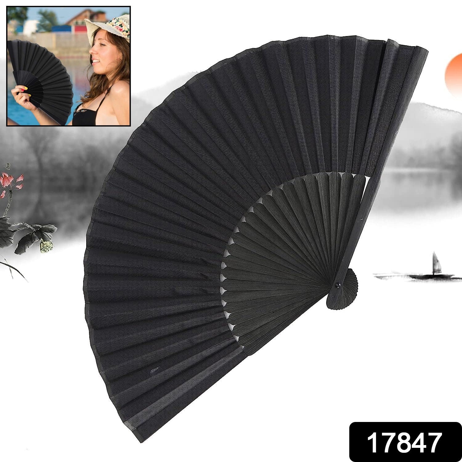 Folding Handheld Pretty Hand Fan Wedding Party Accessory Pocket Sized Fan (1 Pc) - Image 2