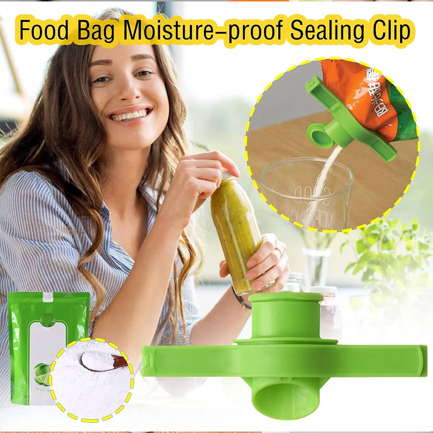 Food Storage Sealing Clip Solid Color Seal Pour Bag Clip Snack Bag  (1 Pc) - Image 5