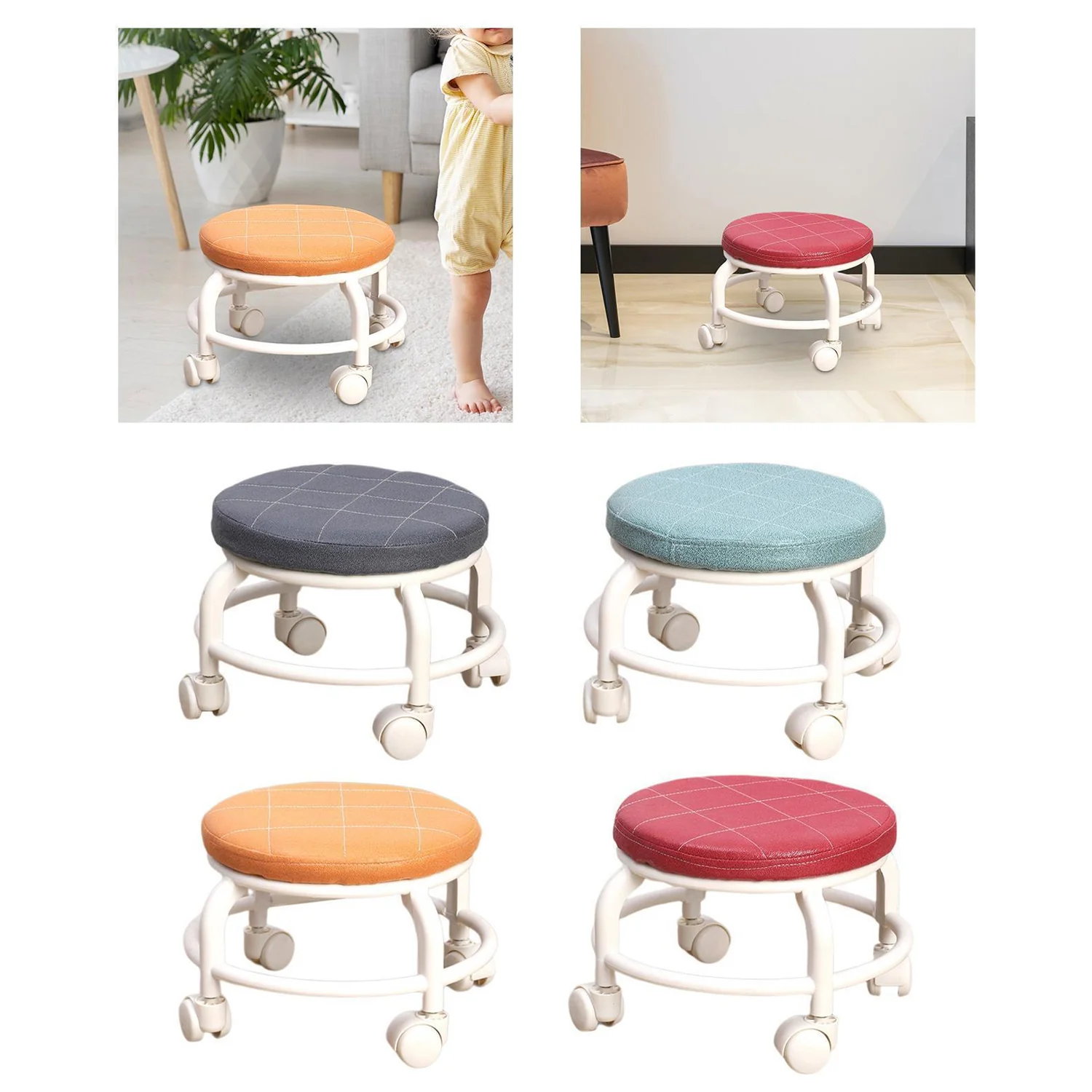 Roller Seat Stool Low Height Rolling Plastic Stool Multifunctional (1 Pc) - Image 7