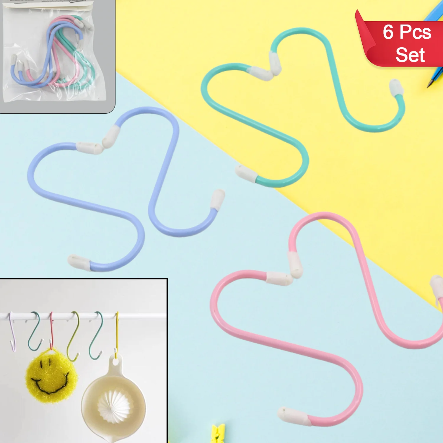S Shape Metal Hooks for Hanging, Heavy Duty S Shaped Hooks (6 Pcs Set) - Image 2